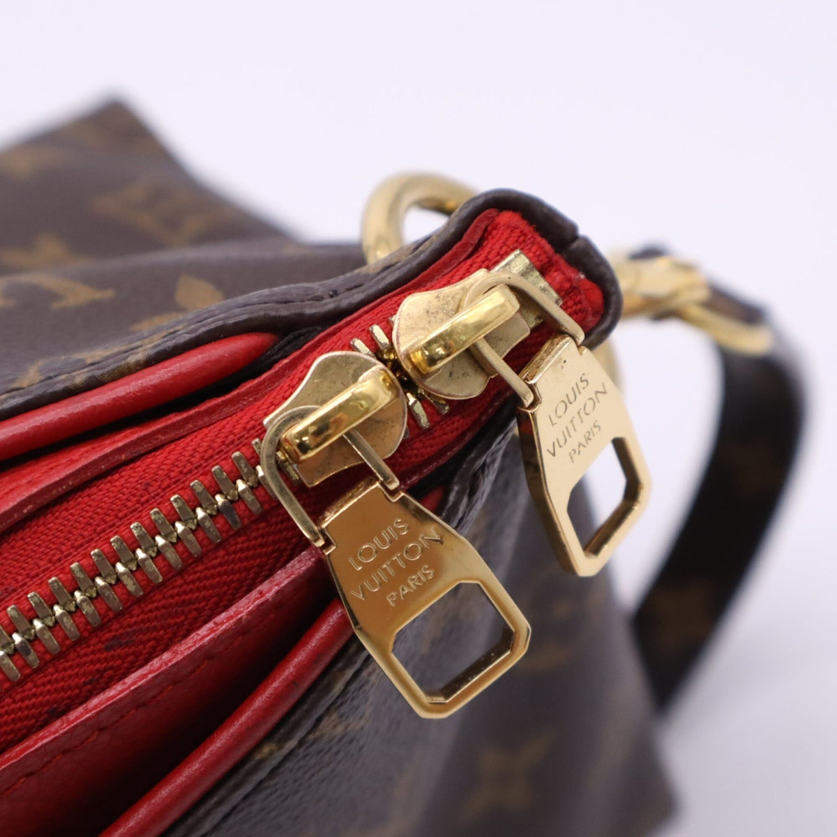 Louis Vuitton Beige Brown Coated Canvas Leather Handbag (Pre-Owned)
