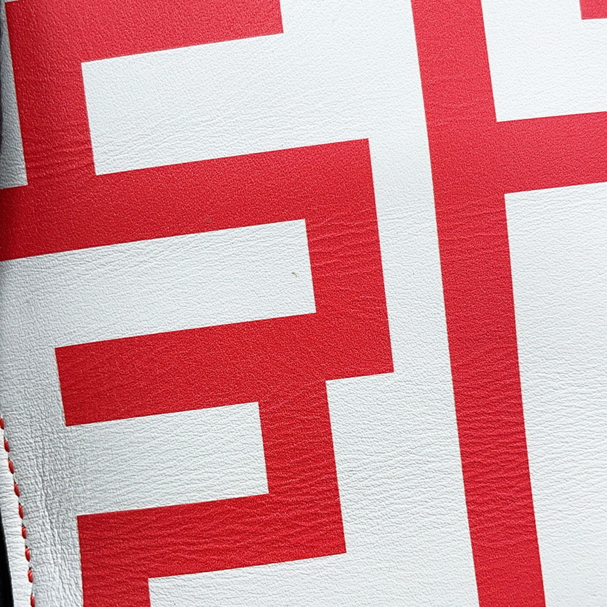 Fendi Baguette Red Color White Leather Handbag (Pre-Owned)