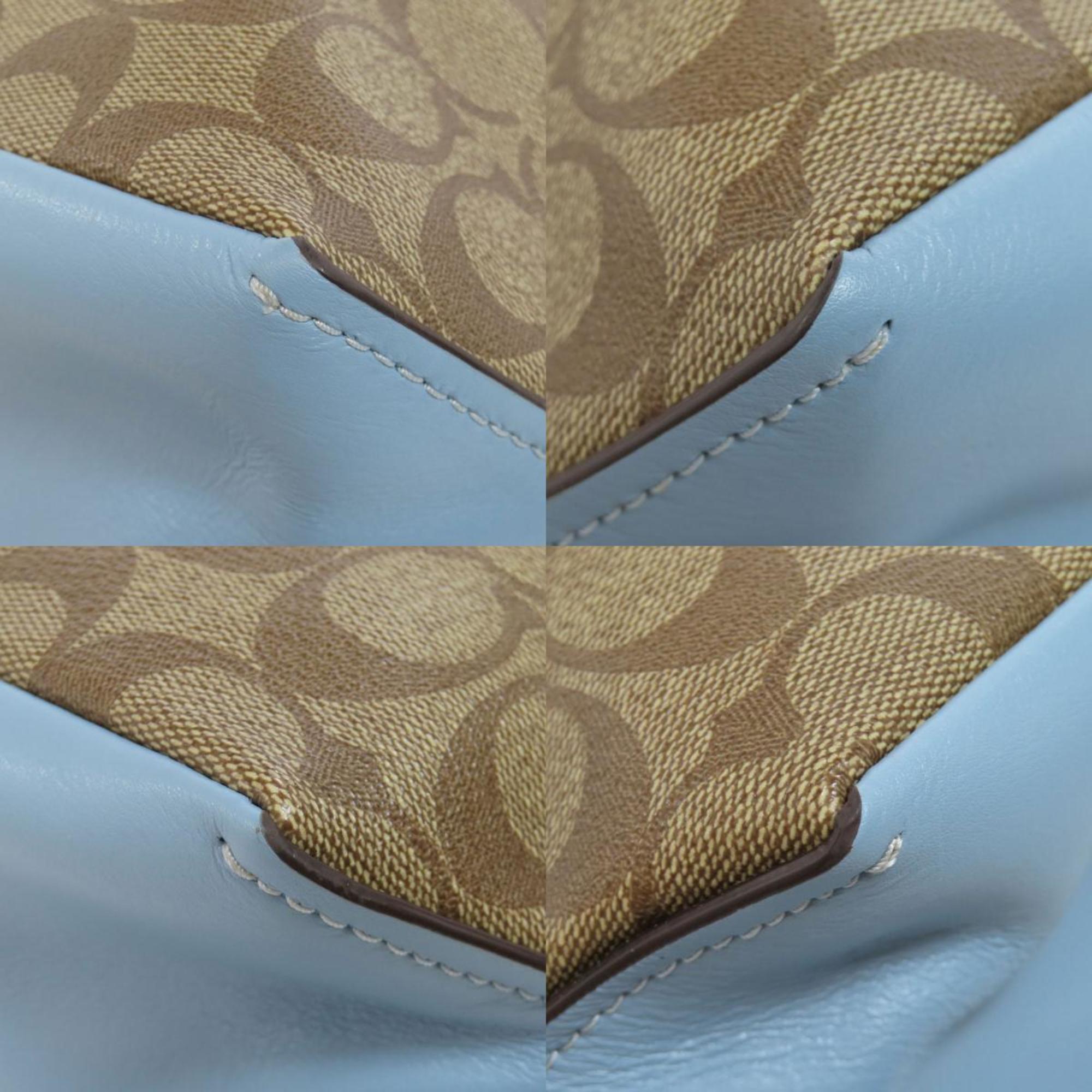 Coach Brown Light Blue Pvc Shoulder Bag (Pre-Owned)