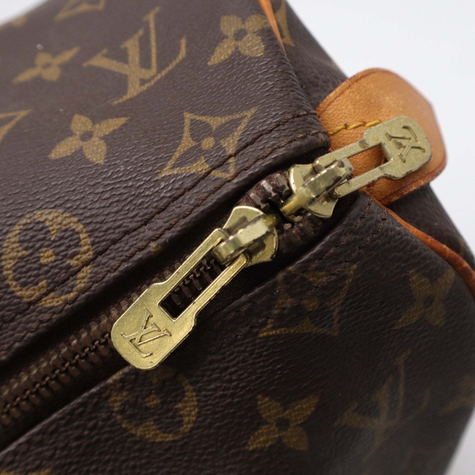 Louis Vuitton Monogram Brown Coated Canvas Leather Boston Bag (Pre-Owned)
