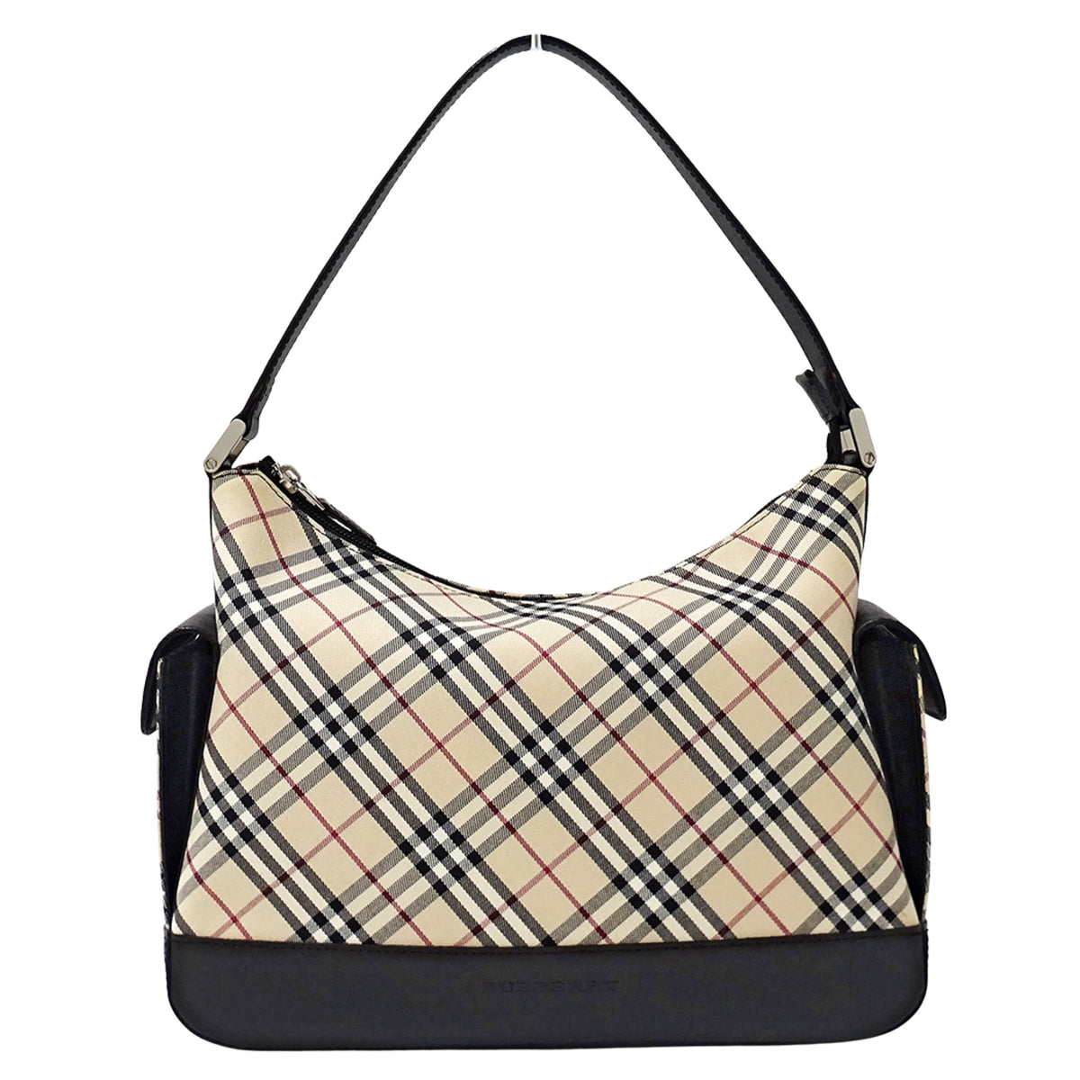 Burberry Beige Black Canvas Handbag Shoulder Bag (Pre-Owned)