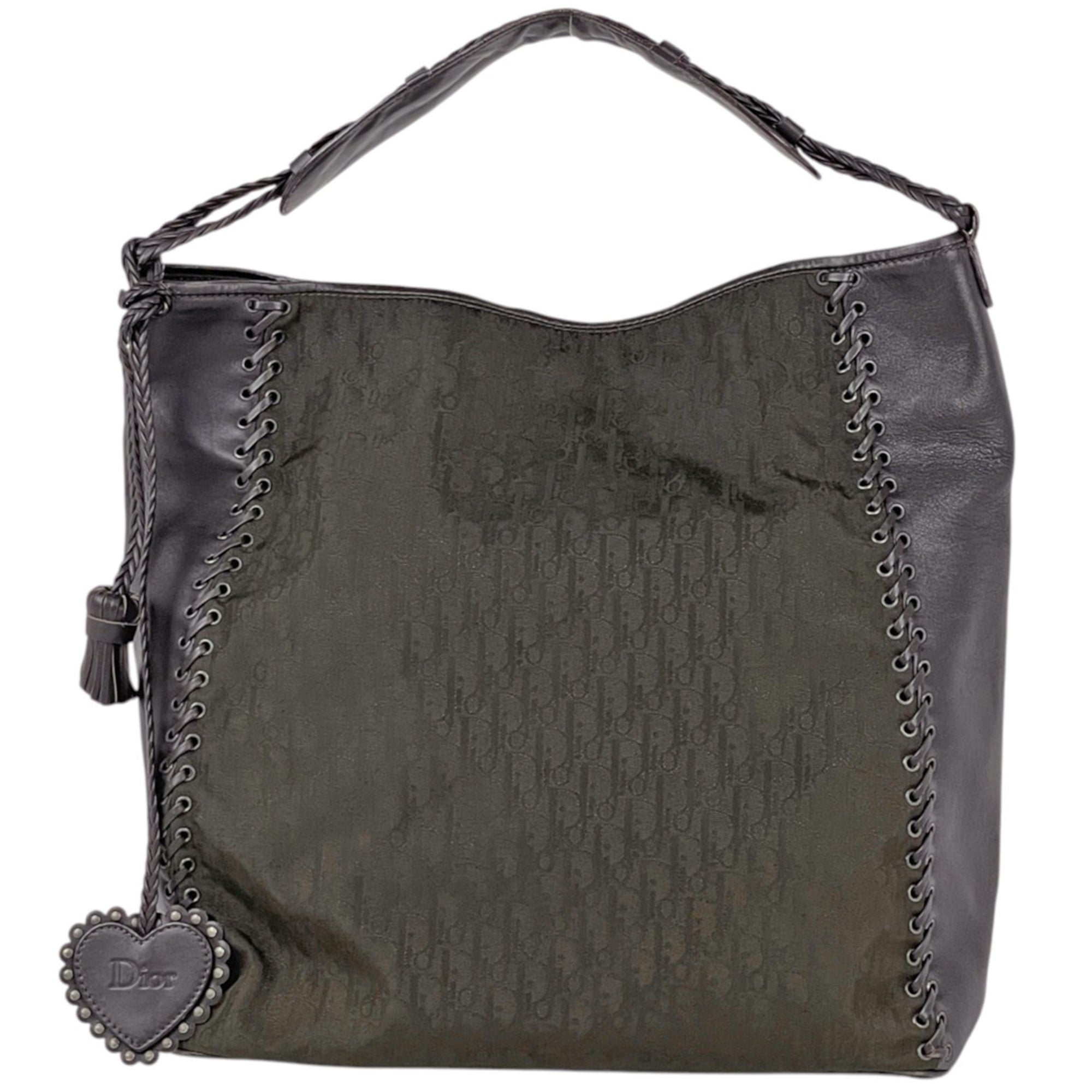 Christian Dior Trotter Brown Nylon Leather Shoulder Bag (Pre-Owned)