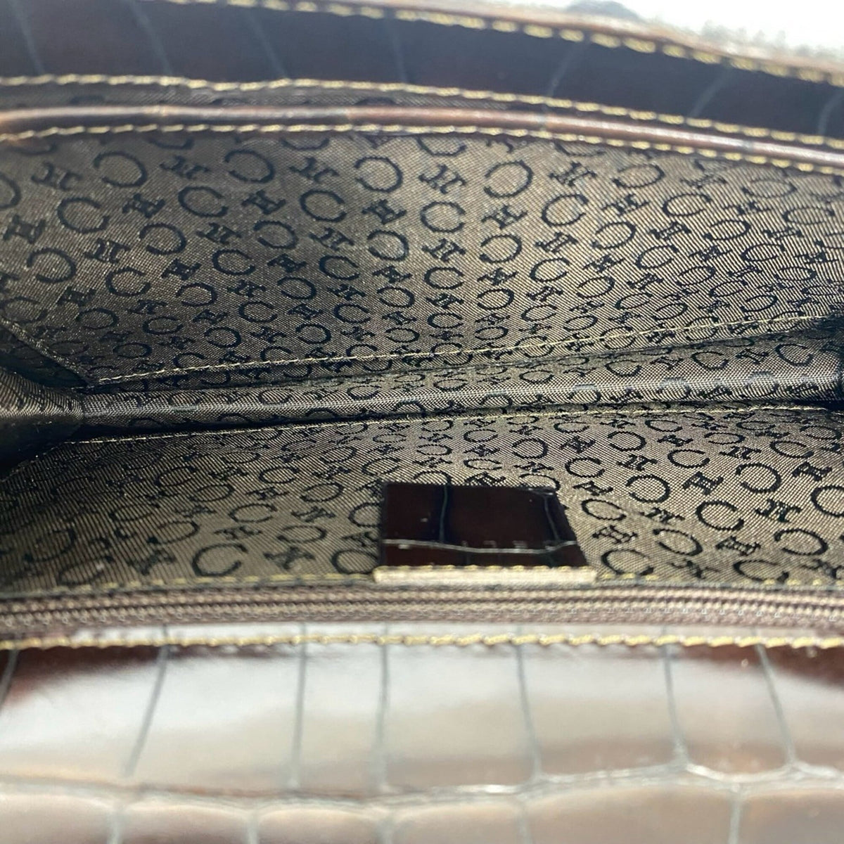 Celine Brown Gray Wool Leather Pochette Shoulder Bag (Pre-Owned)