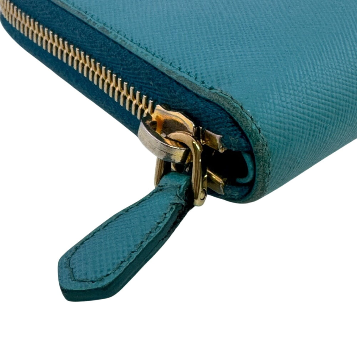 Prada Saffiano Blue Leather Long Wallet (Bi-Fold) (Pre-Owned)