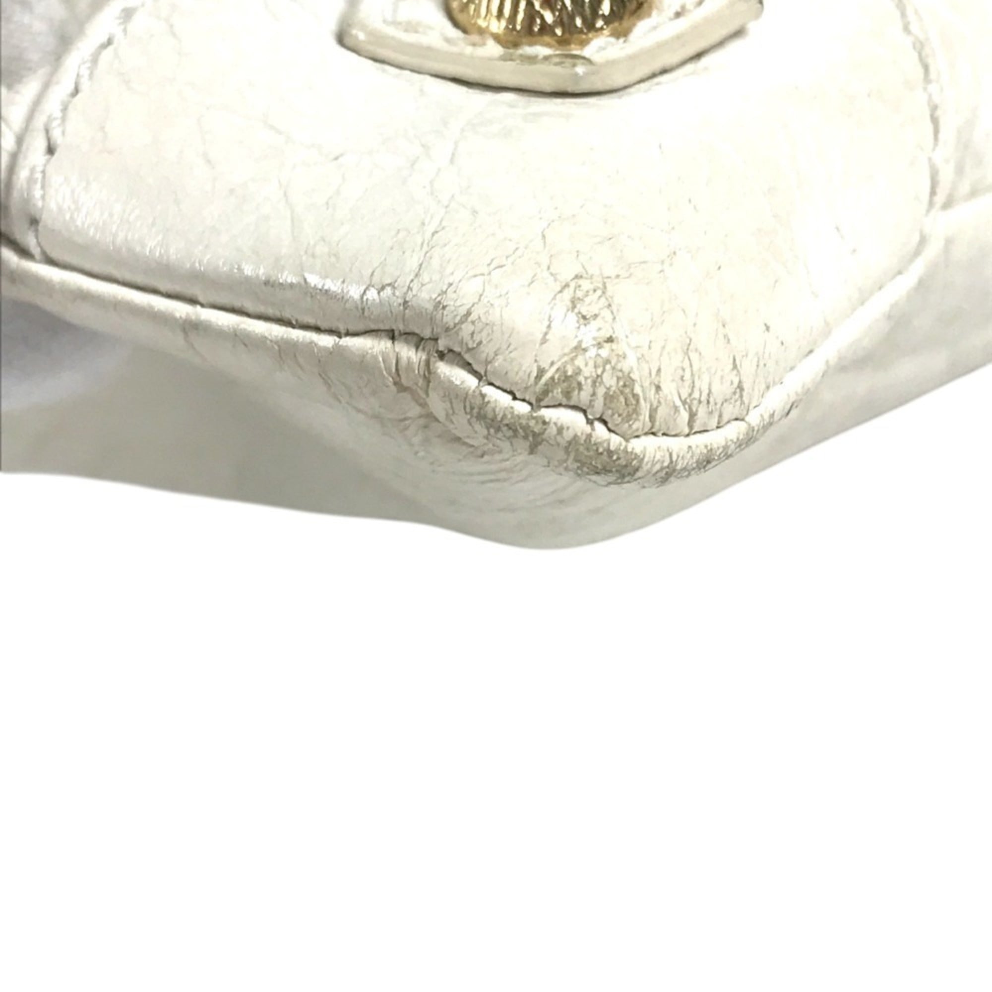 Balenciaga Gold White Leather Clutch Bag Handbag Pouch (Pre-Owned)