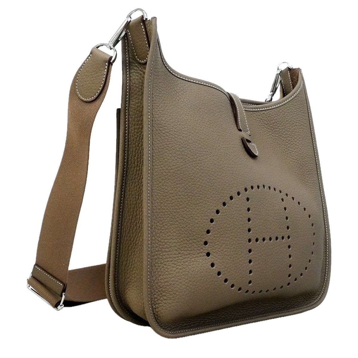 Hermes Etoupe Gray Taurillon Clemence Leather Shoulder Bag (Pre-Owned)