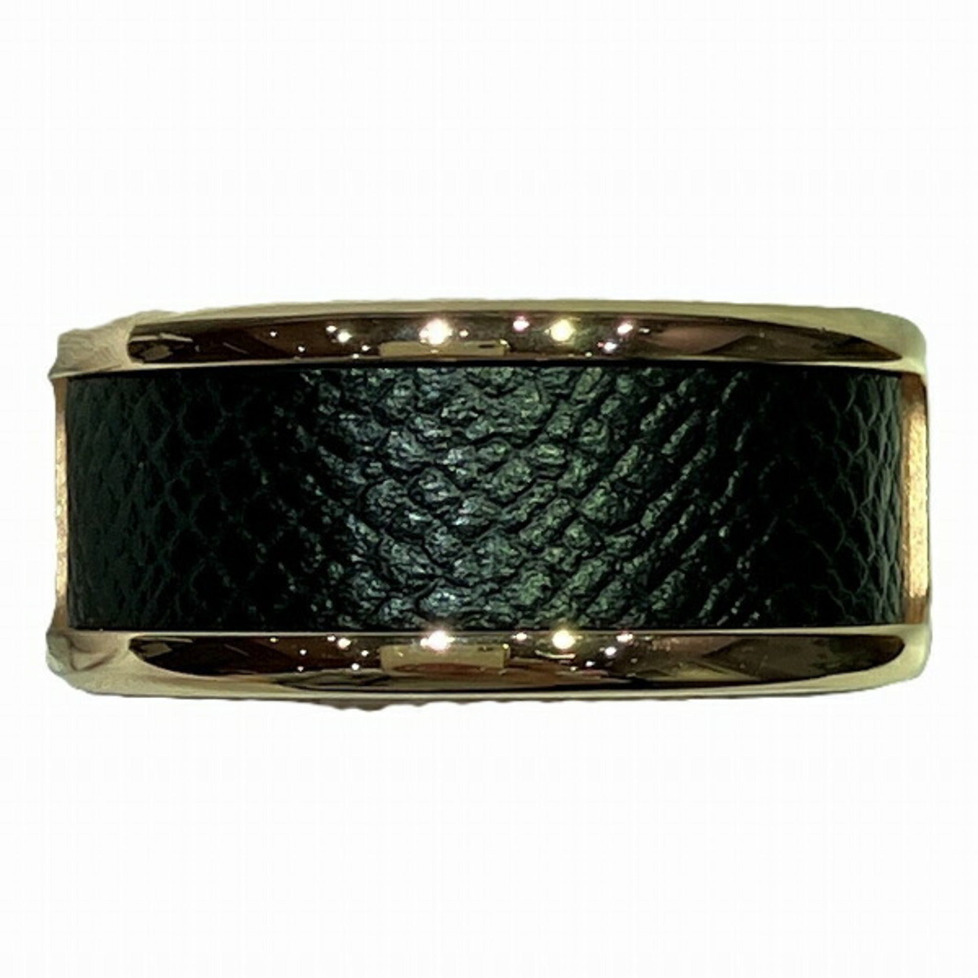 Hermes Black Pink Gold Leather Metal Band Ring (Pre-Owned)