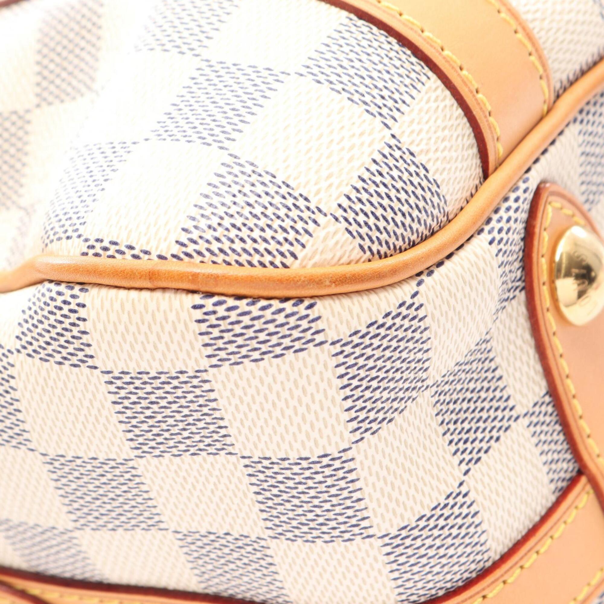 Louis Vuitton White Coated Canvas Leather Handbag Shoulder Bag (Pre-Owned)