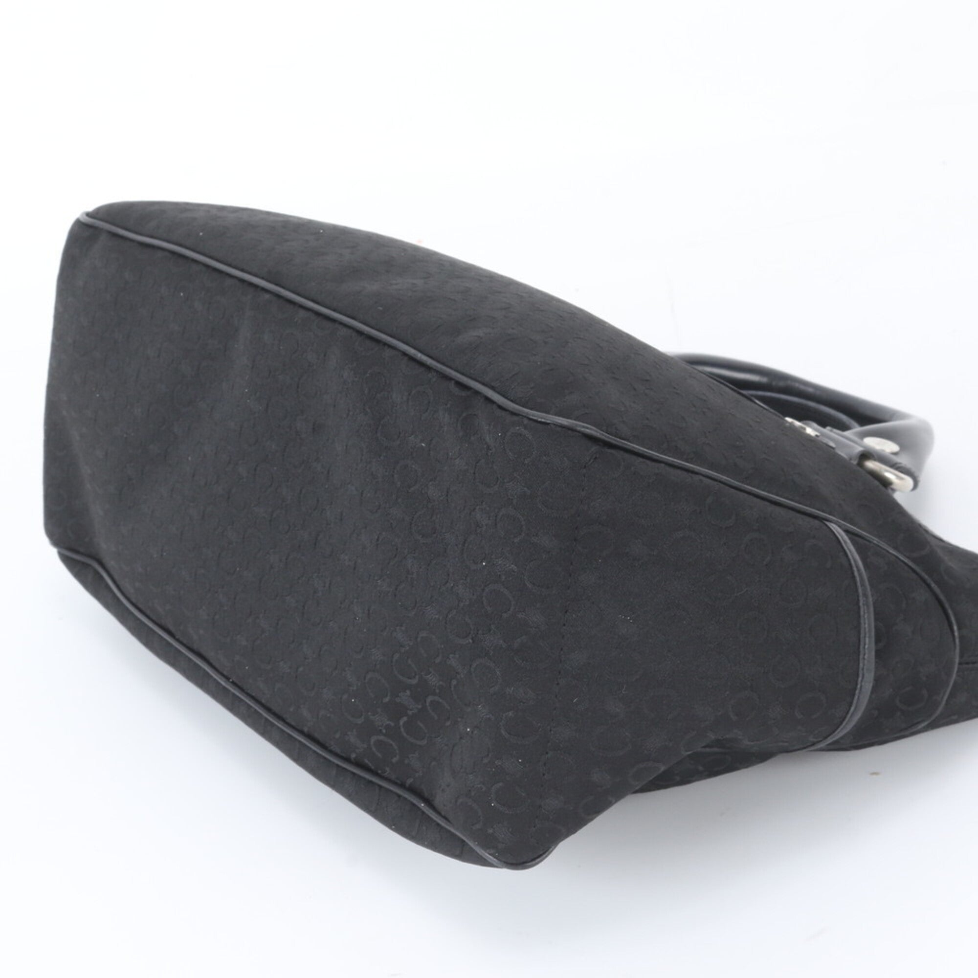 Celine Black Leather Canvas Handbag Tote Bag (Pre-Owned)