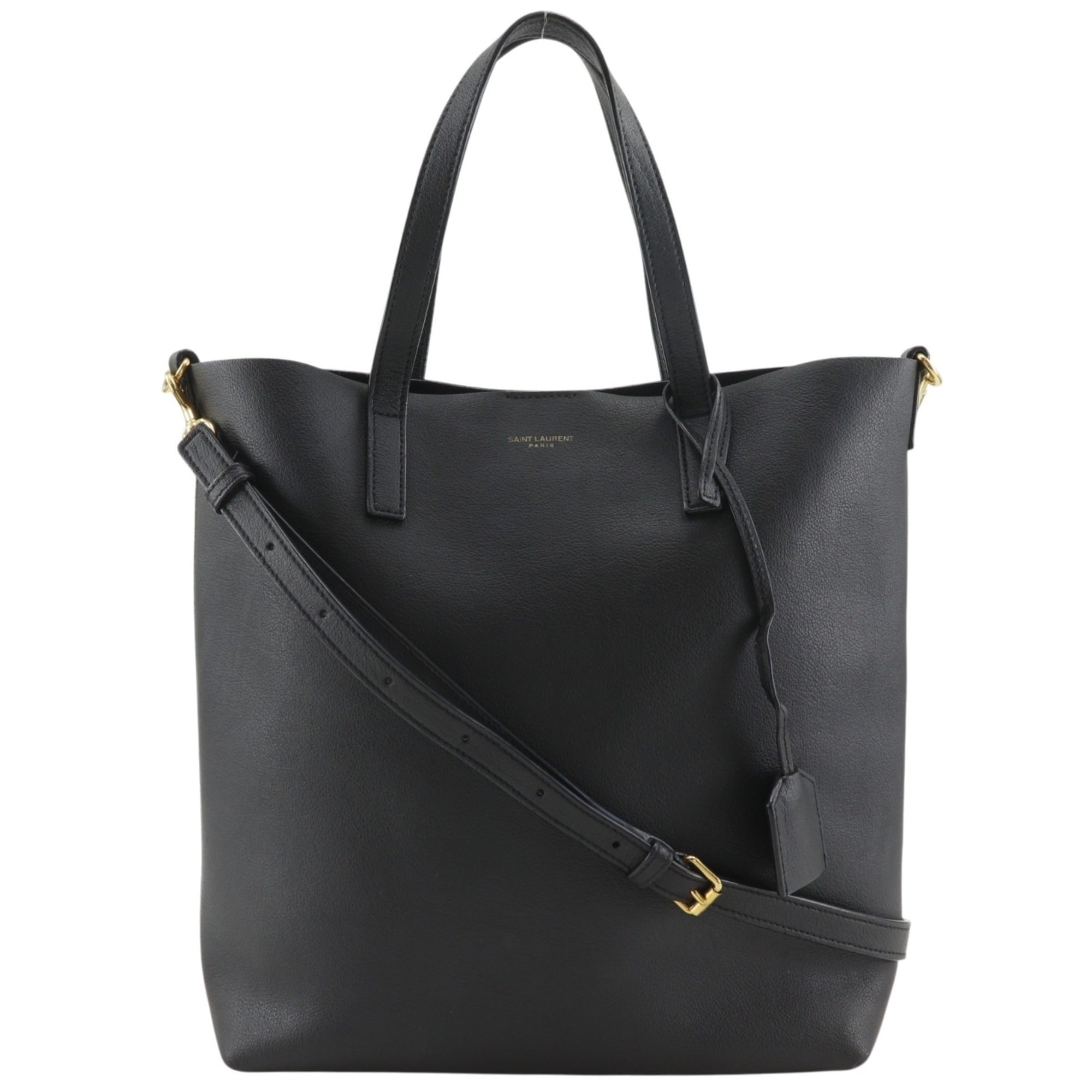 Saint Laurent Black Leather Handbag Tote Bag (Pre-Owned)