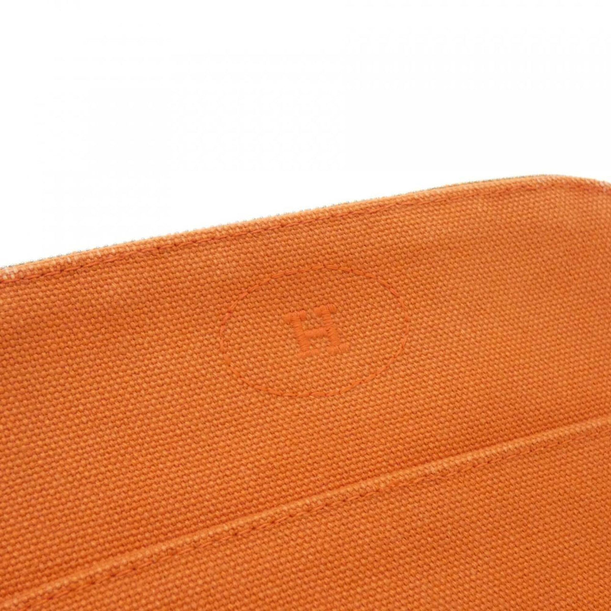 Hermes Feu Orange Canvas Pouch (Pre-Owned)