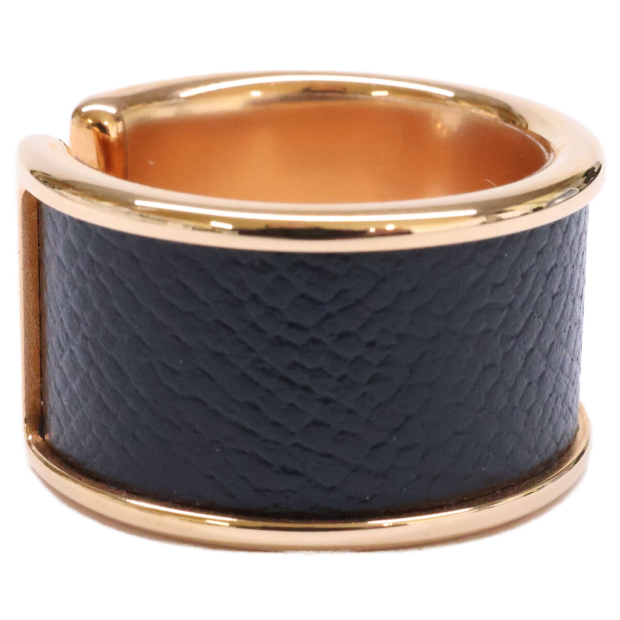 Hermes Gold Black Metal Band Ring (Pre-Owned)