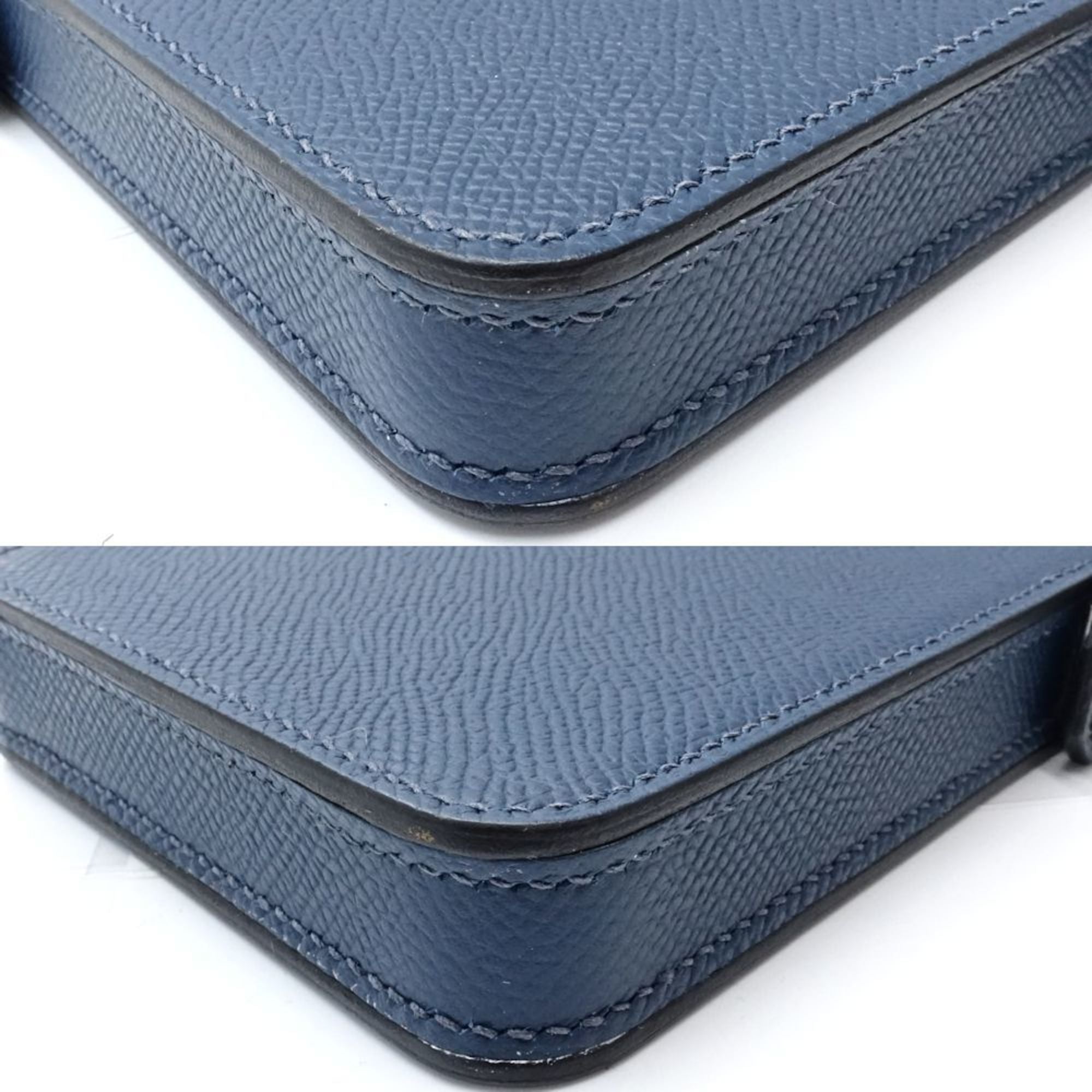 Hermes Blue Leather Pochette Shoulder Bag (Pre-Owned)
