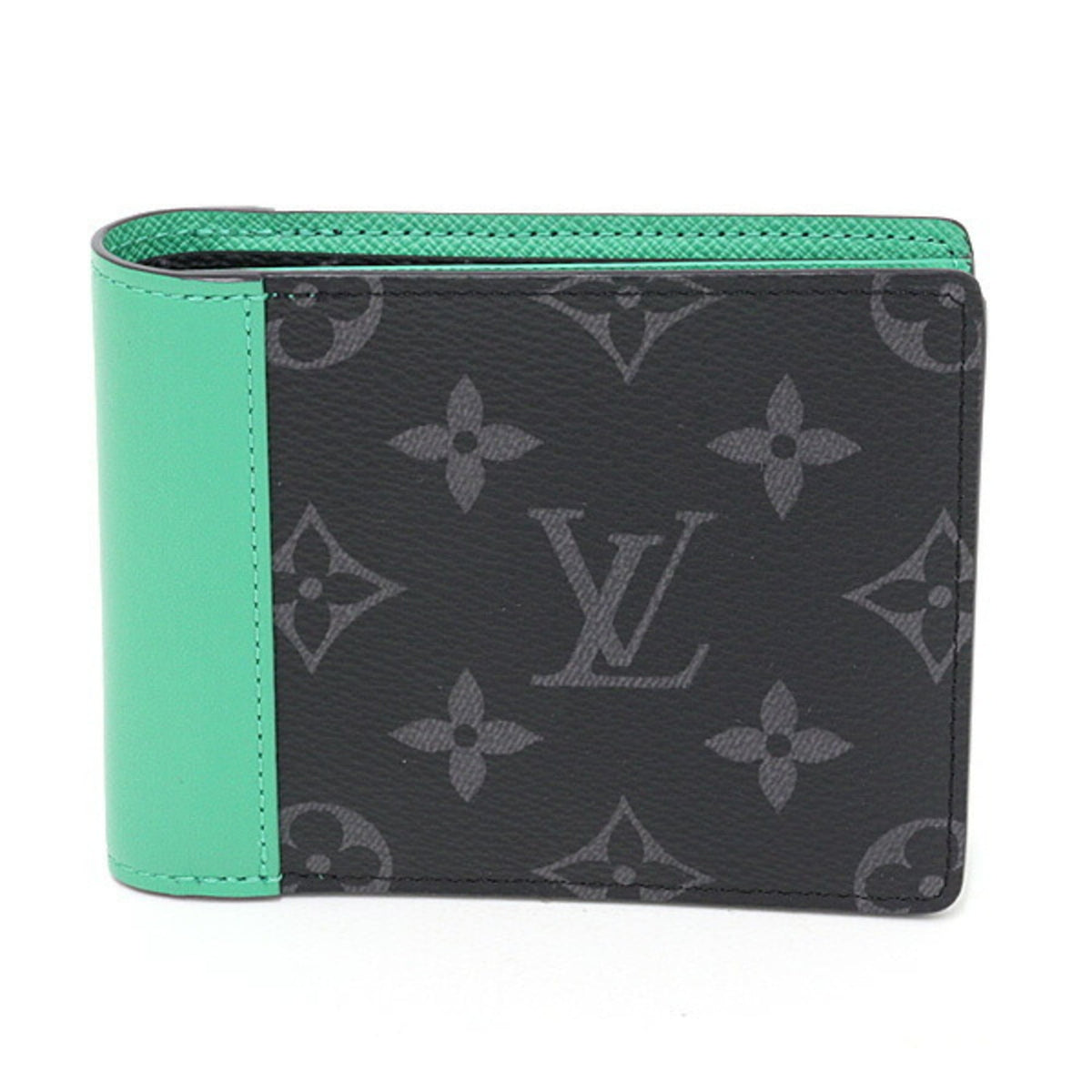 Louis Vuitton Monogram Eclipse Green Monogram Eclipse Leather Wallet (Bi-Fold) (Pre-Owned)