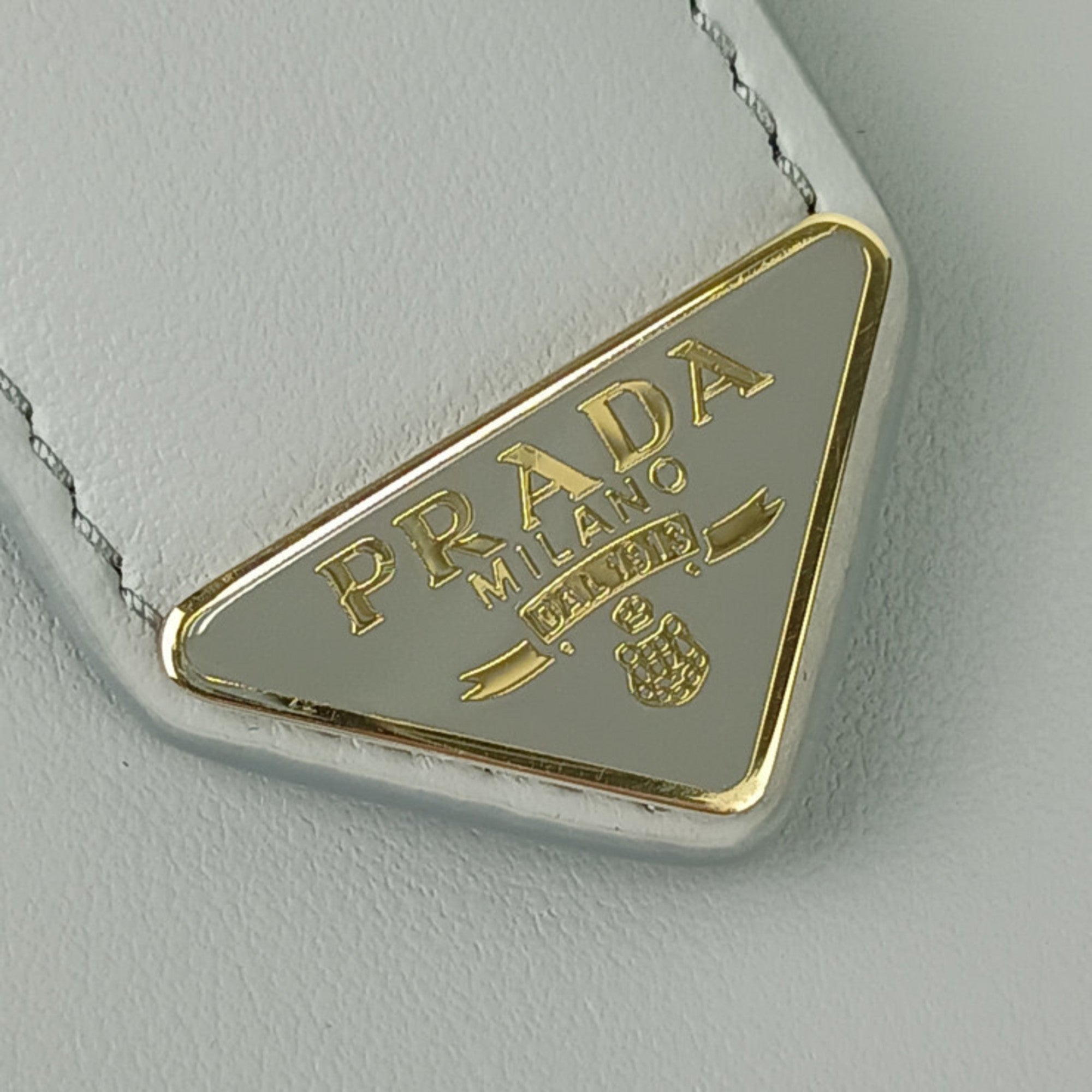 Prada Light Gray Leather Long Wallet (Bi-Fold) (Pre-Owned)
