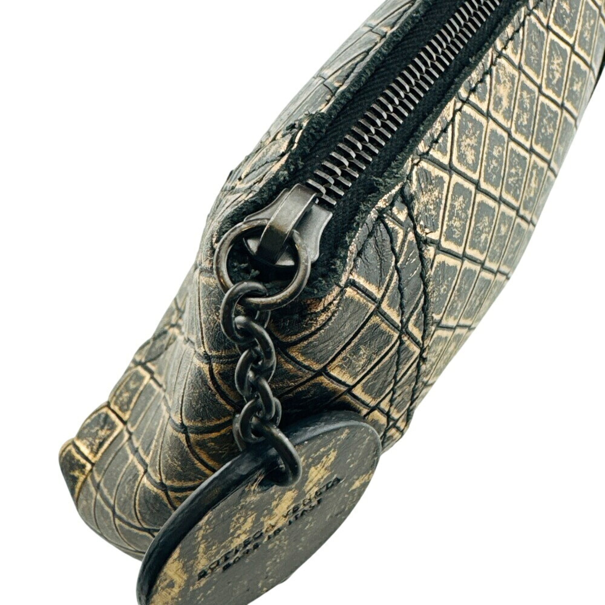 Bottega Veneta Black Gold Leather Pouch (Pre-Owned)