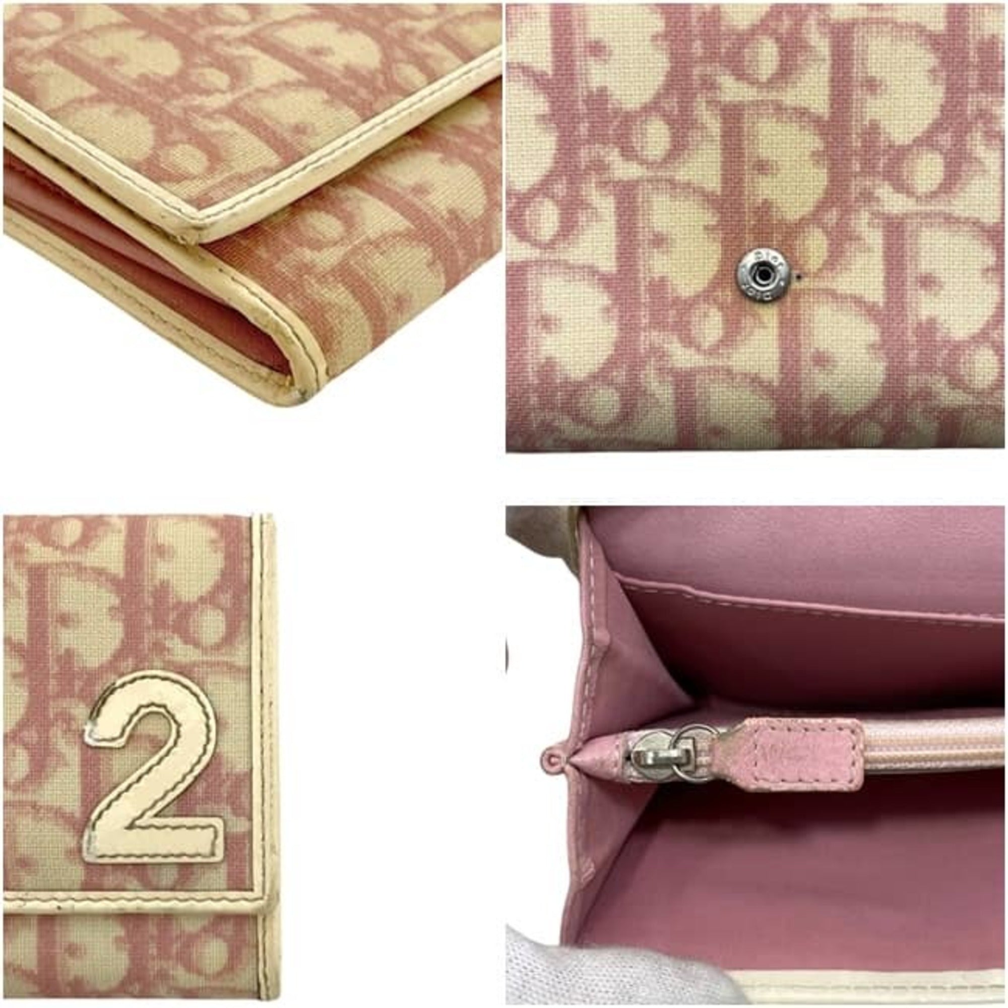 Christian Dior Pink White Pvc Long Wallet (Bi-Fold) (Pre-Owned)