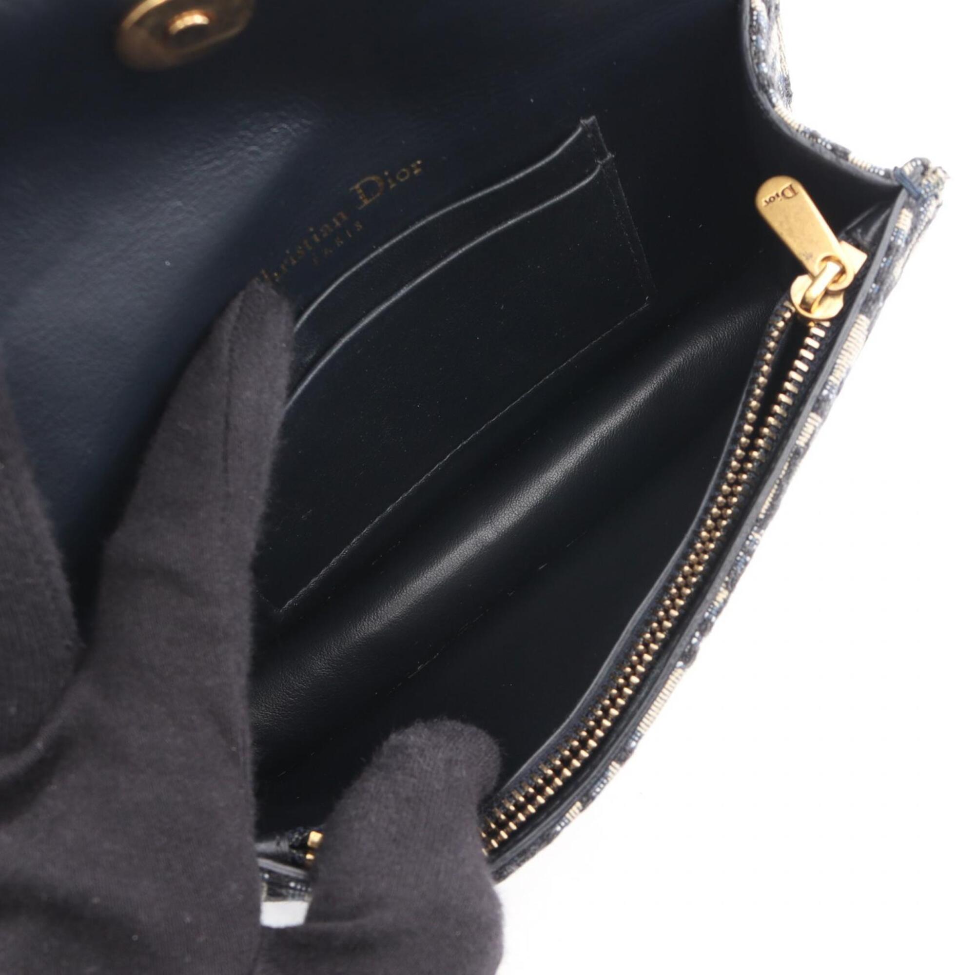 Christian Dior Navy White Canvas Leather Fanny Pack Handbag Shoulder Bag Sling Bag (Pre-Owned)