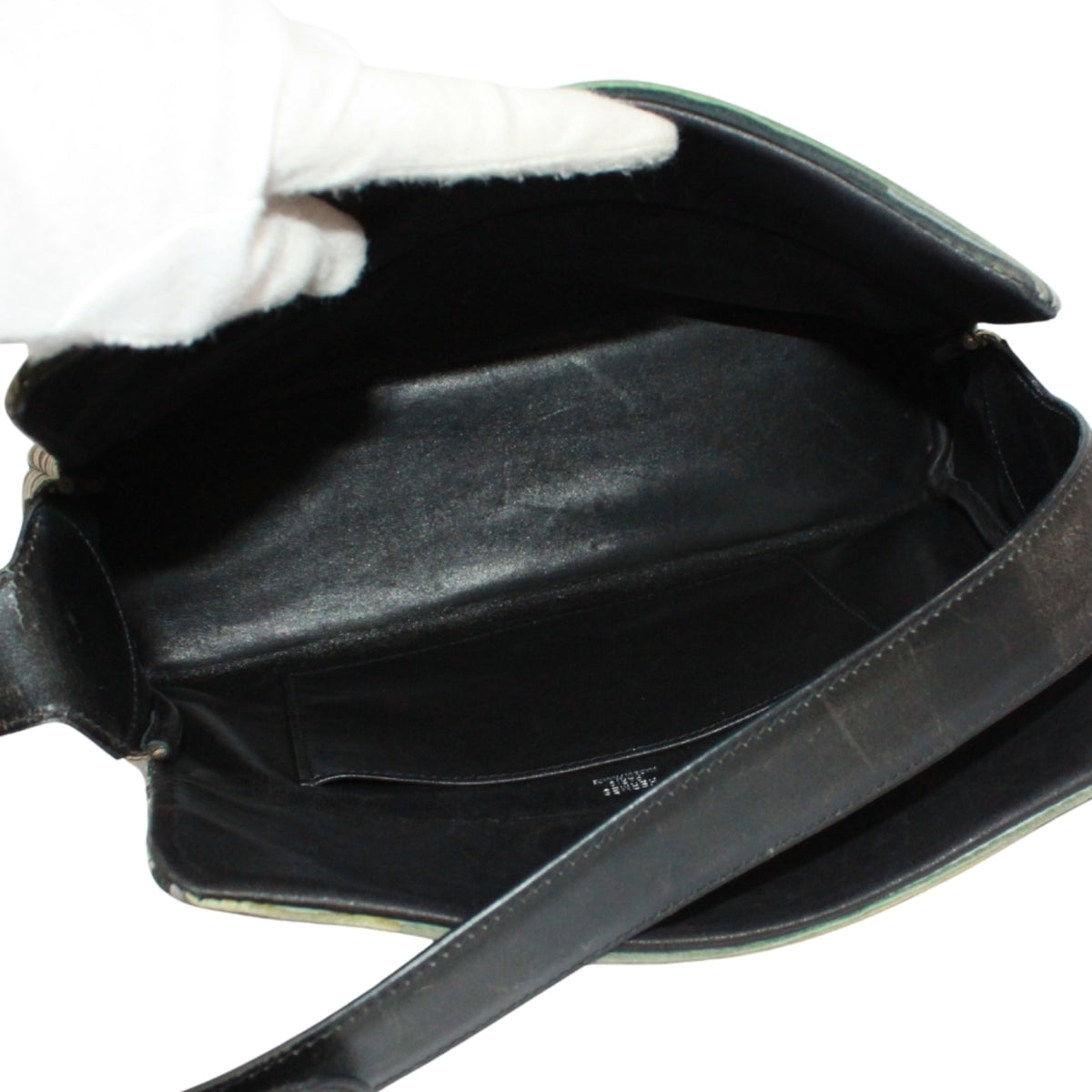 Hermes Black Green Vibrato Leather Leather Shoulder Bag (Pre-Owned)