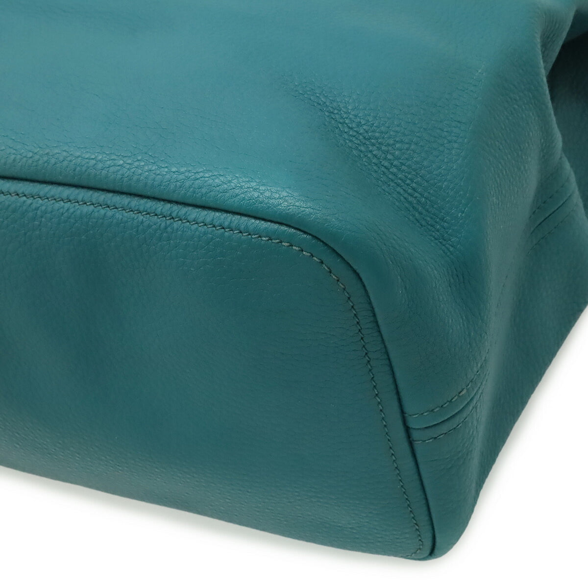 Prada Green Leather Handbag Shoulder Bag (Pre-Owned)