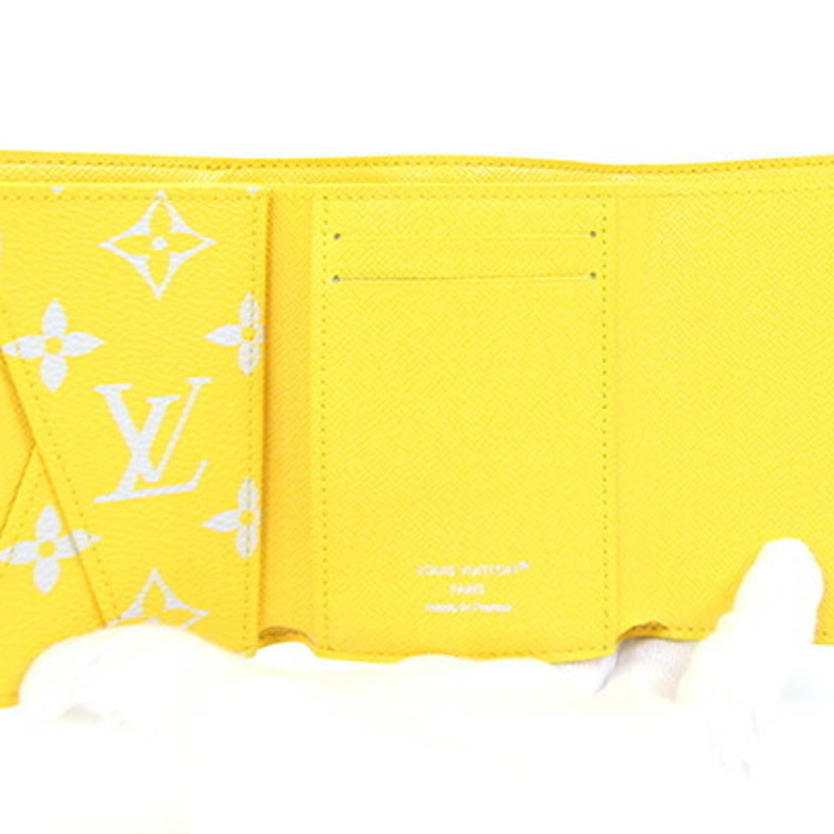 Louis Vuitton Light Gray Yellow Monogram Canvas Wallet (Tri-Fold) (Pre-Owned)