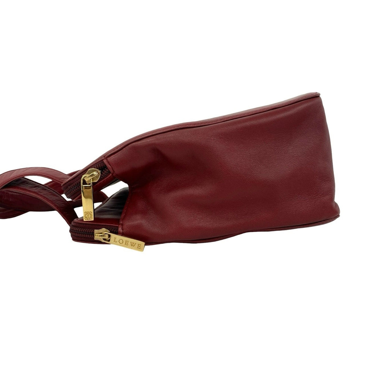 Loewe Red Color Wine Leather Handbag Tote Bag (Pre-Owned)