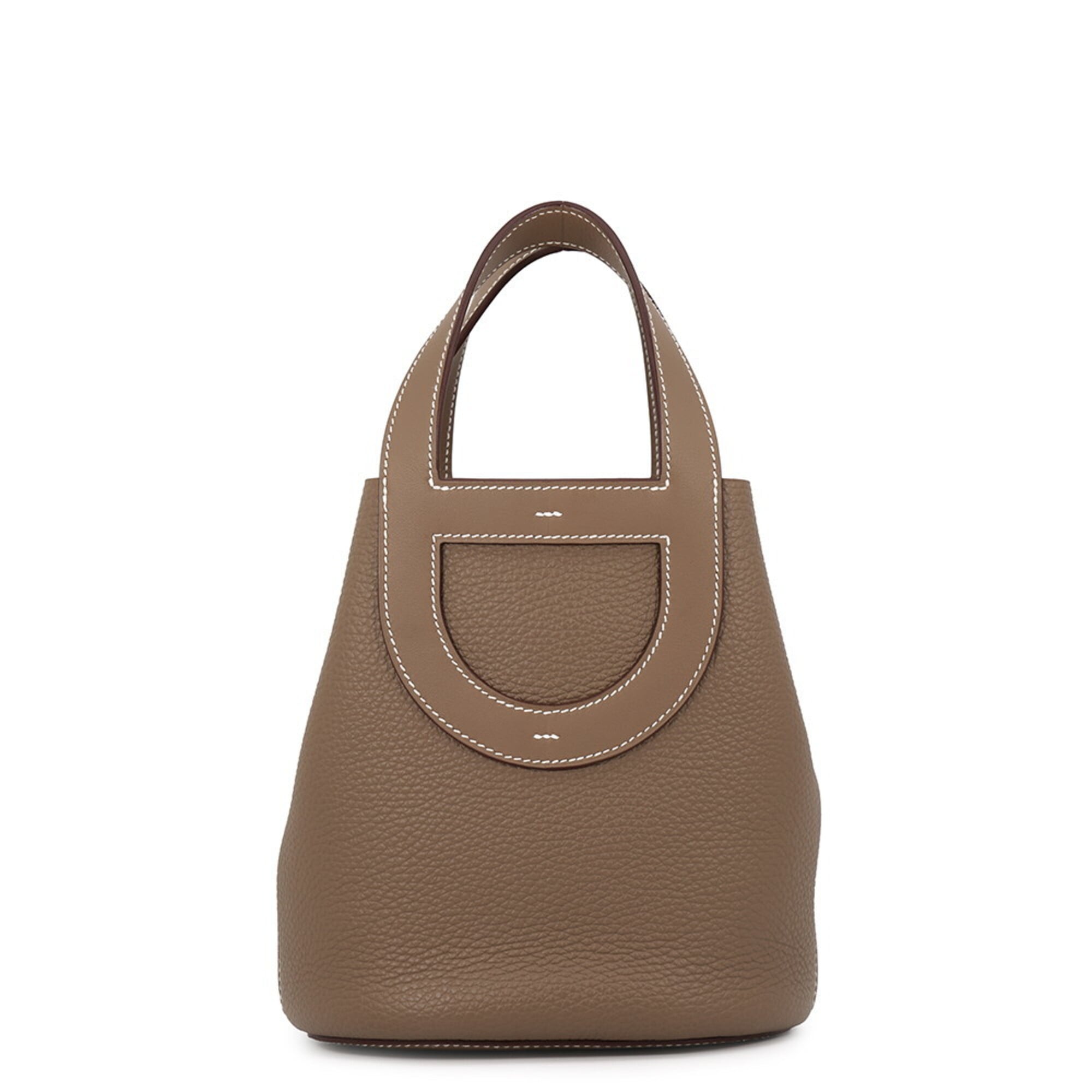Hermes Kara Etoupe Gray Taurillon Clemence Leather Swift Leather Tote Bag (Pre-Owned)