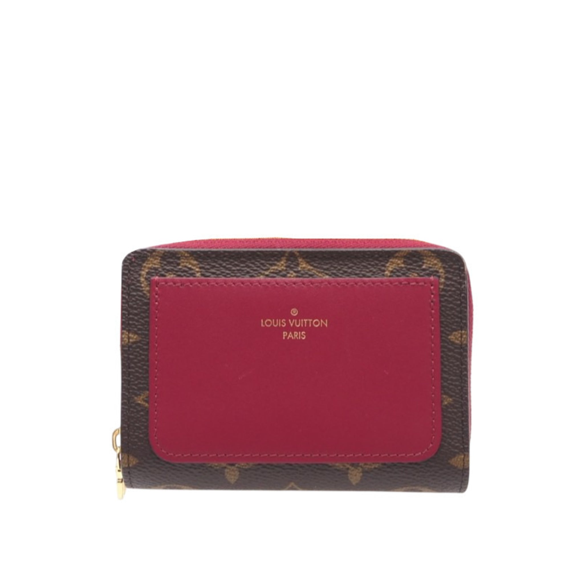 Louis Vuitton Monogram Brown Fuchsia Red Color Coated Canvas Wallet (Bi-Fold) (Pre-Owned)