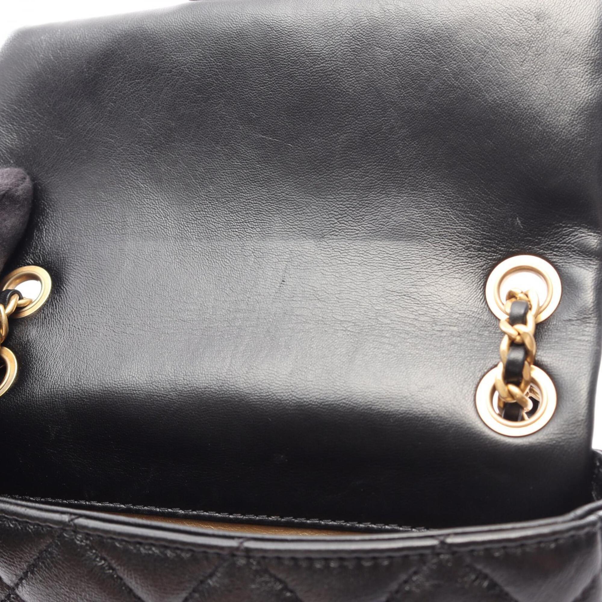 Chanel Black Leather Handbag Shoulder Bag (Pre-Owned)