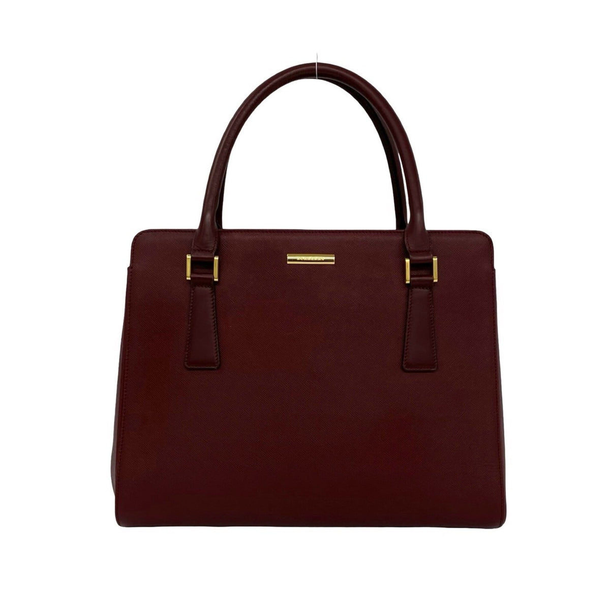 Burberry Red Color Leather Handbag Tote Bag (Pre-Owned)