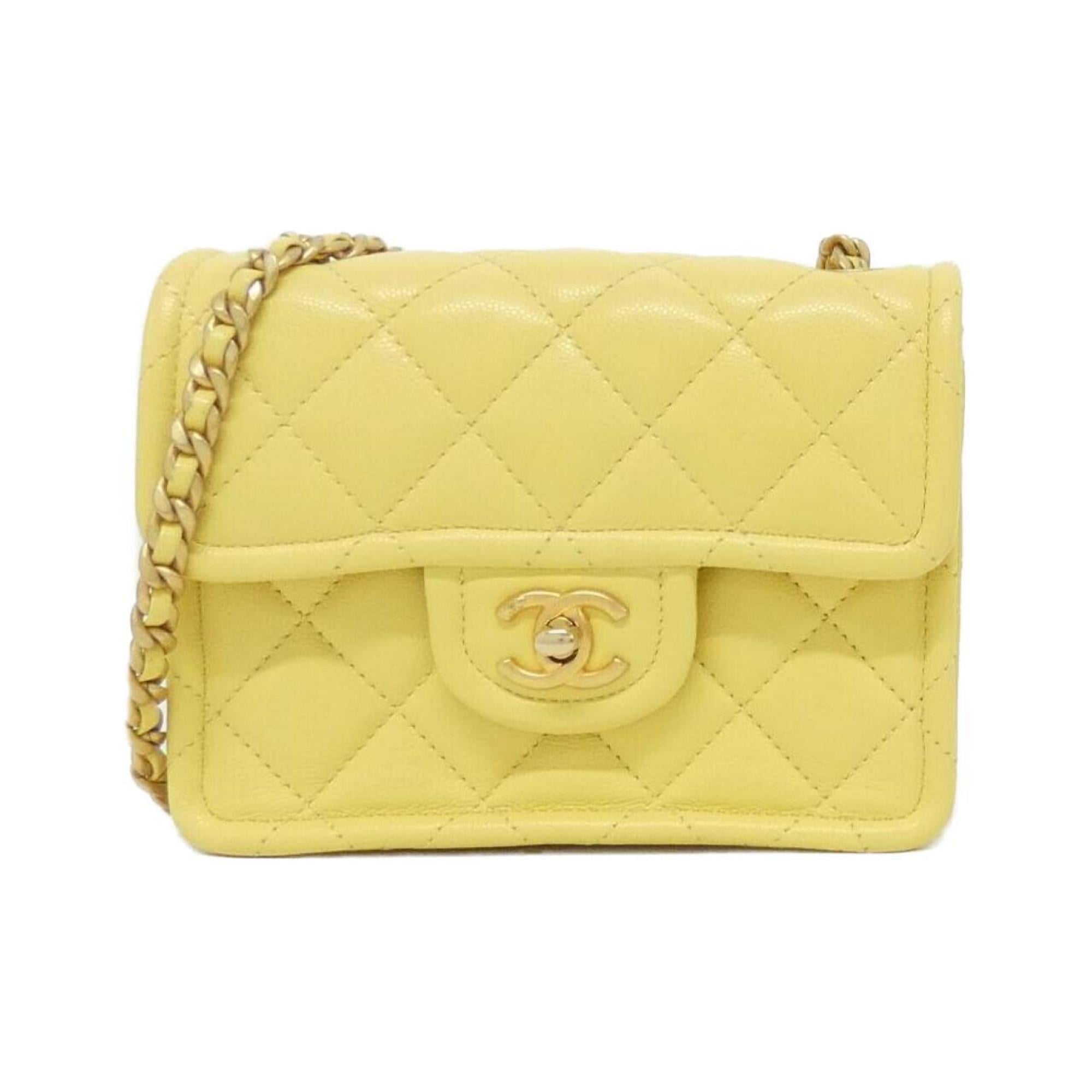 Chanel Yellow Grained Calfskin Shoulder Bag (Pre-Owned)