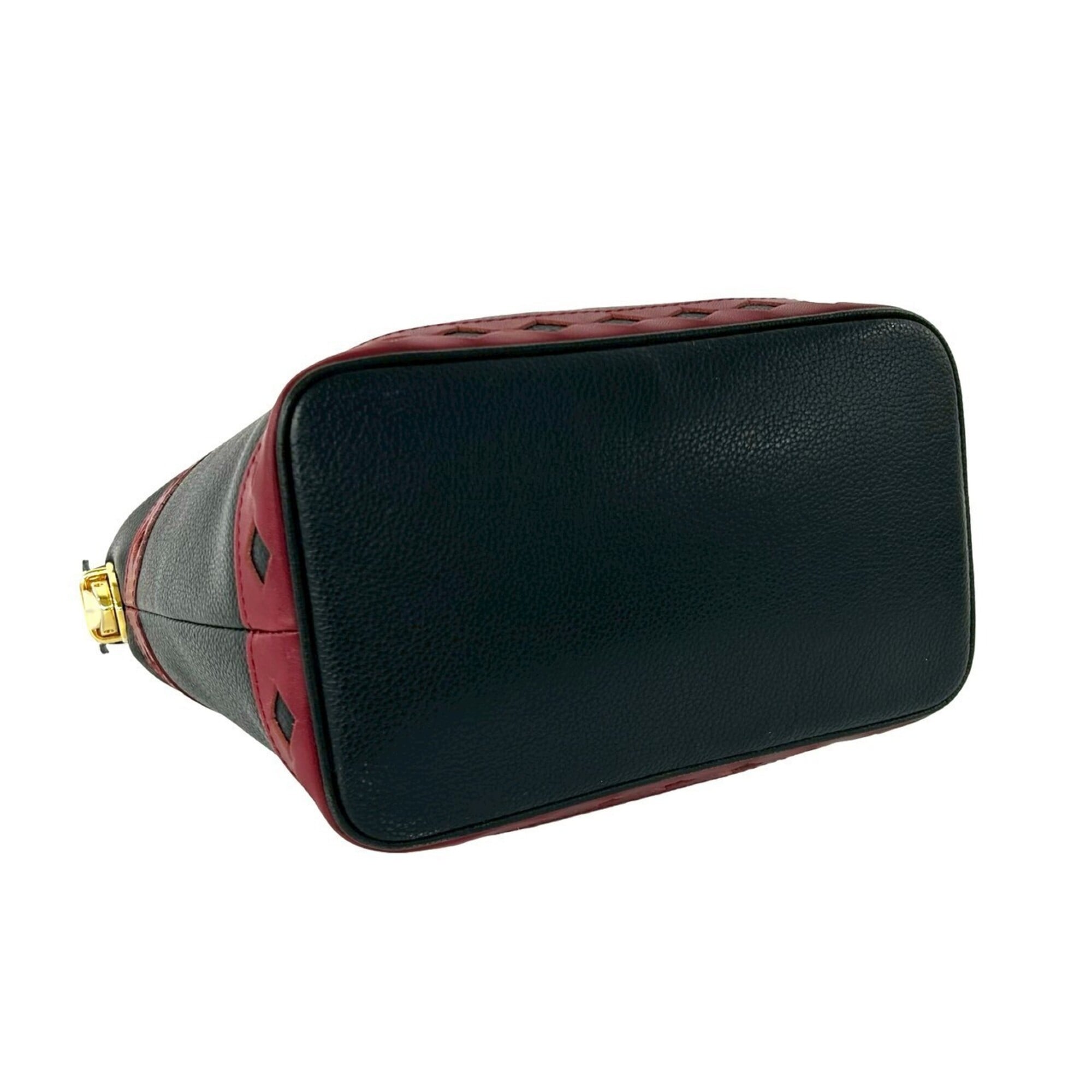 Yves Saint Laurent Black Red Color Leather Handbag (Pre-Owned)