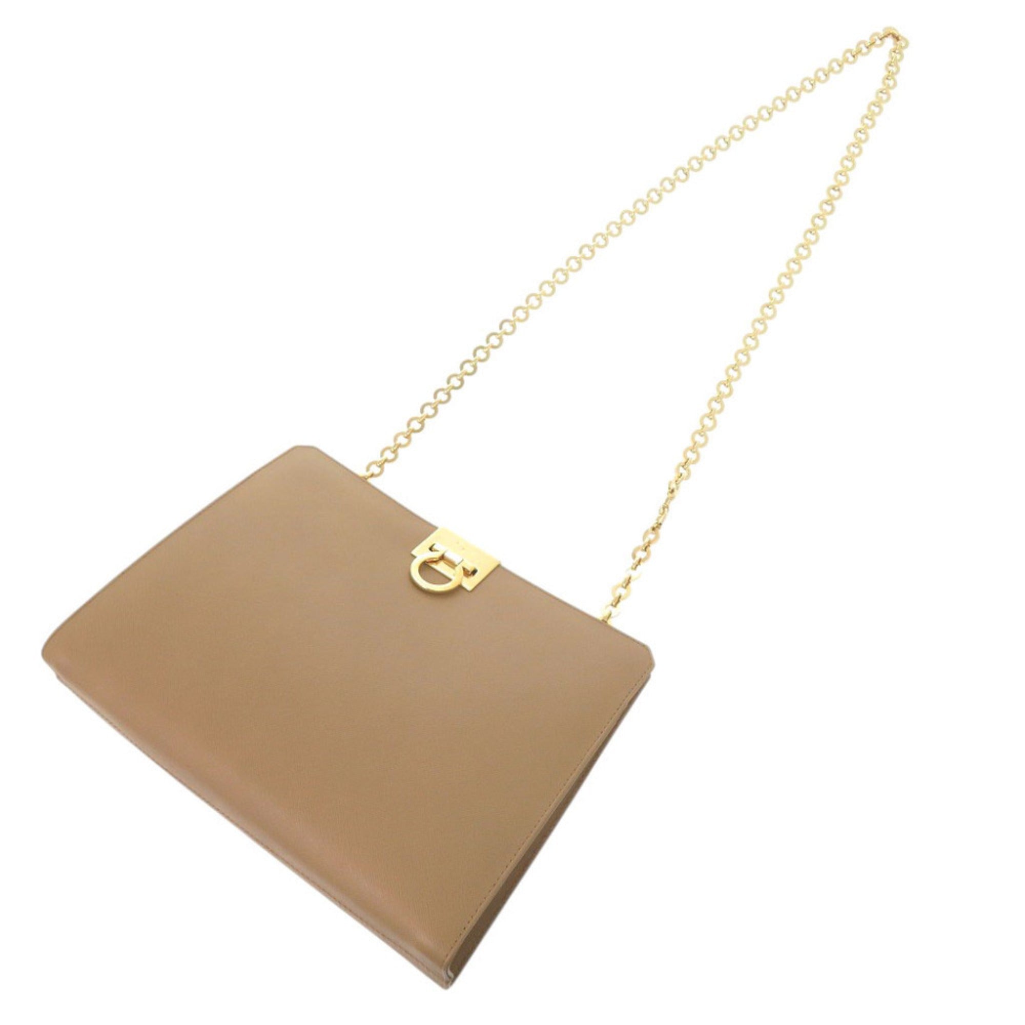 Salvatore Ferragamo Beige Leather Shoulder Bag (Pre-Owned)