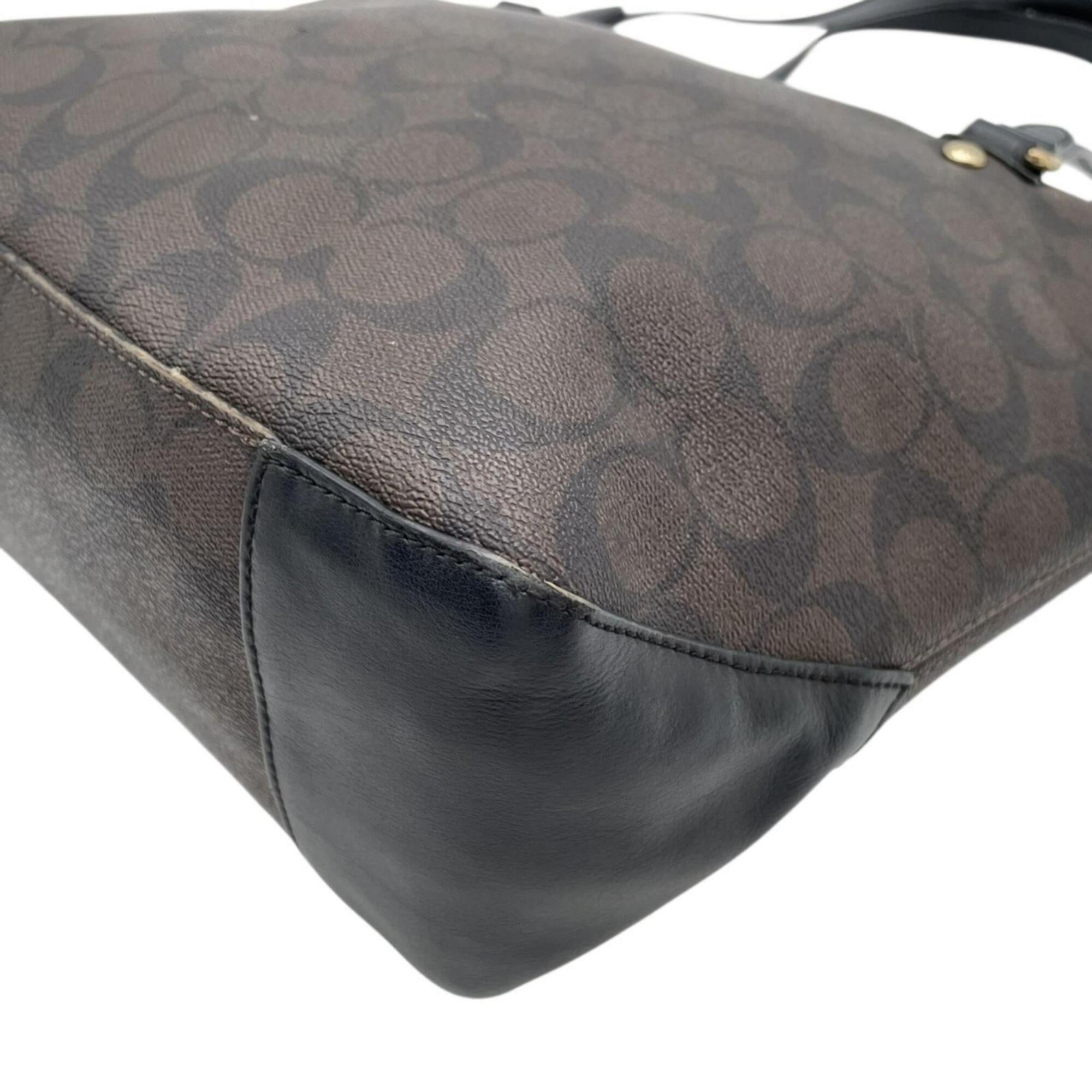 Coach Black Brown Pvc Leather Tote Bag (Pre-Owned)