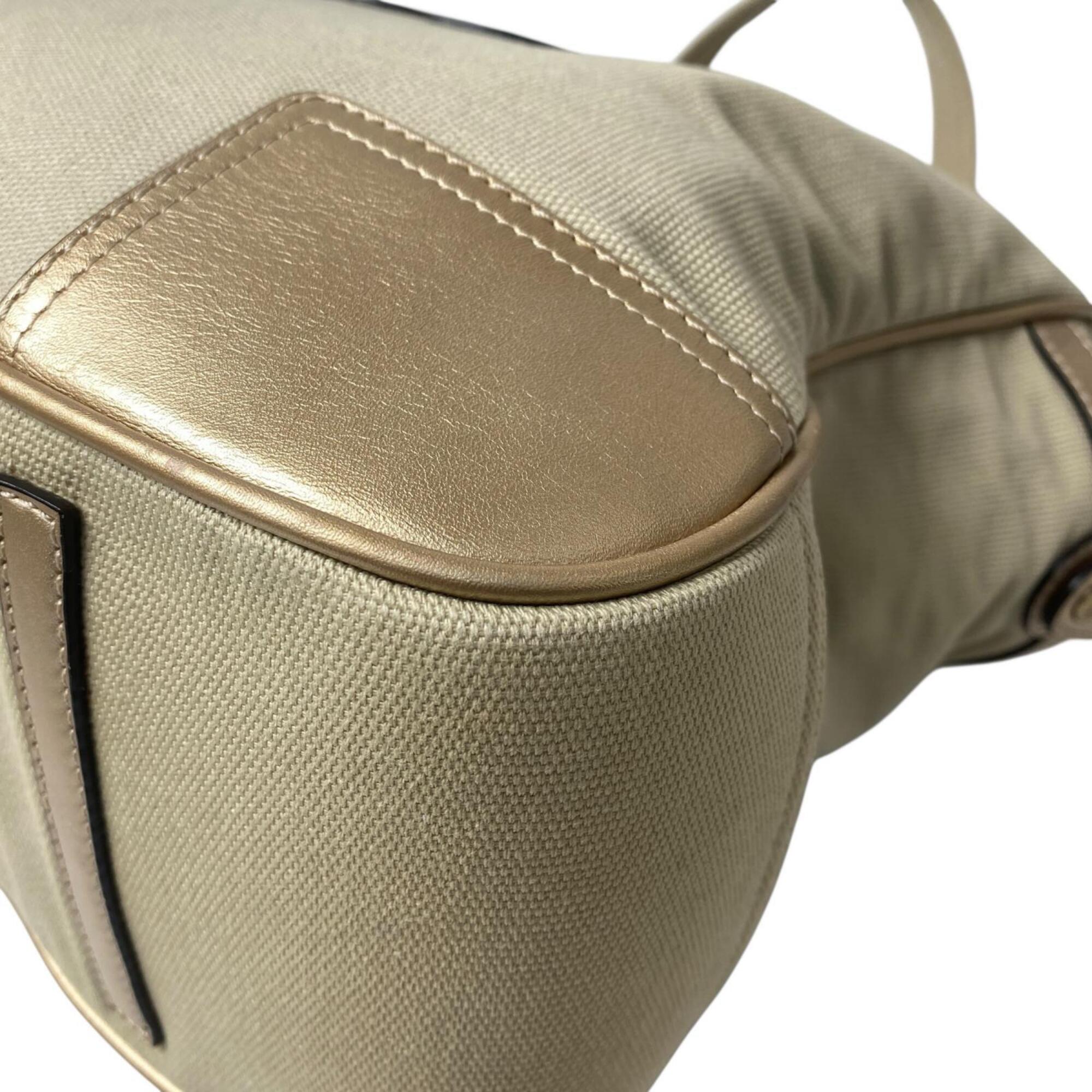 Loewe Beige Canvas Leather Shoulder Bag Tote Bag (Pre-Owned)