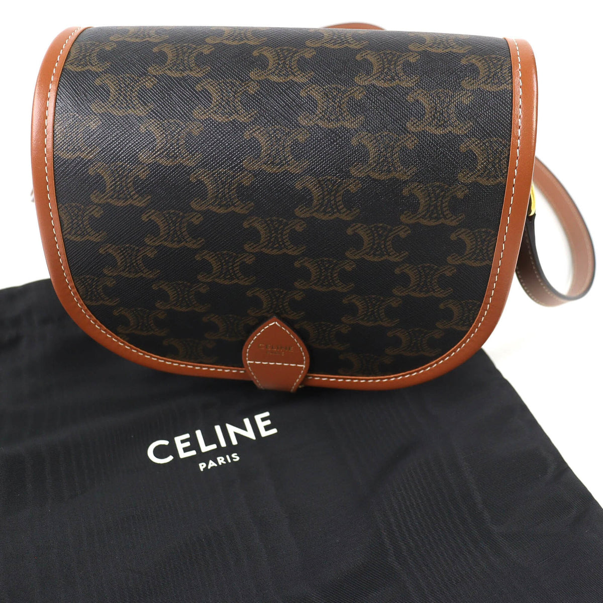 Celine Brown Canvas Shoulder Bag (Pre-Owned)