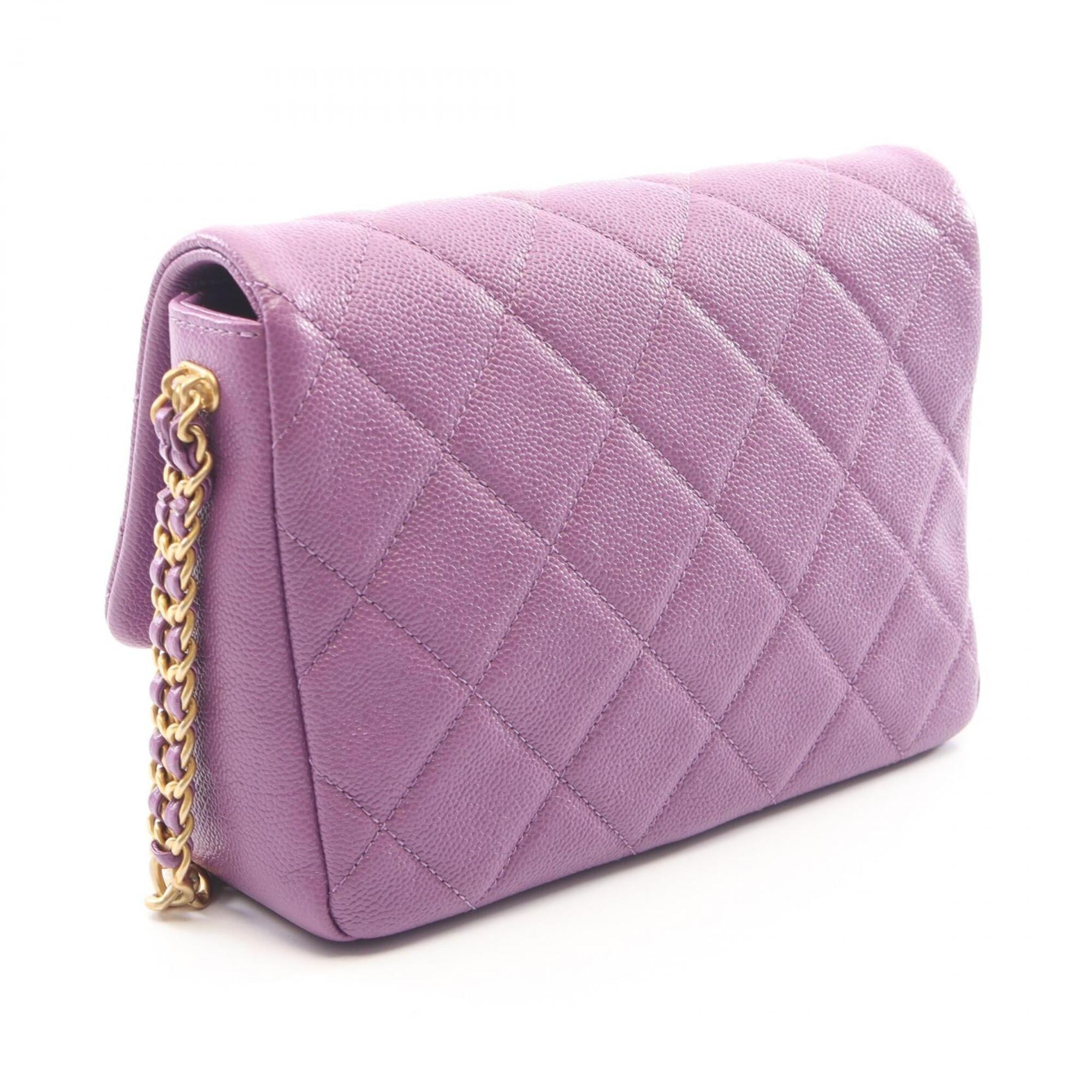 Chanel Purple Grained Calfskin Handbag Shoulder Bag (Pre-Owned)