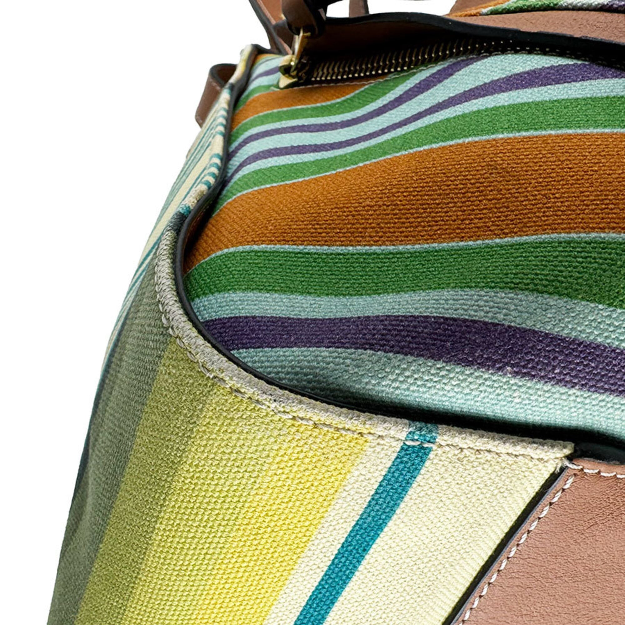 Loewe Brown Multi-Color Canvas Leather Shoulder Bag (Pre-Owned)