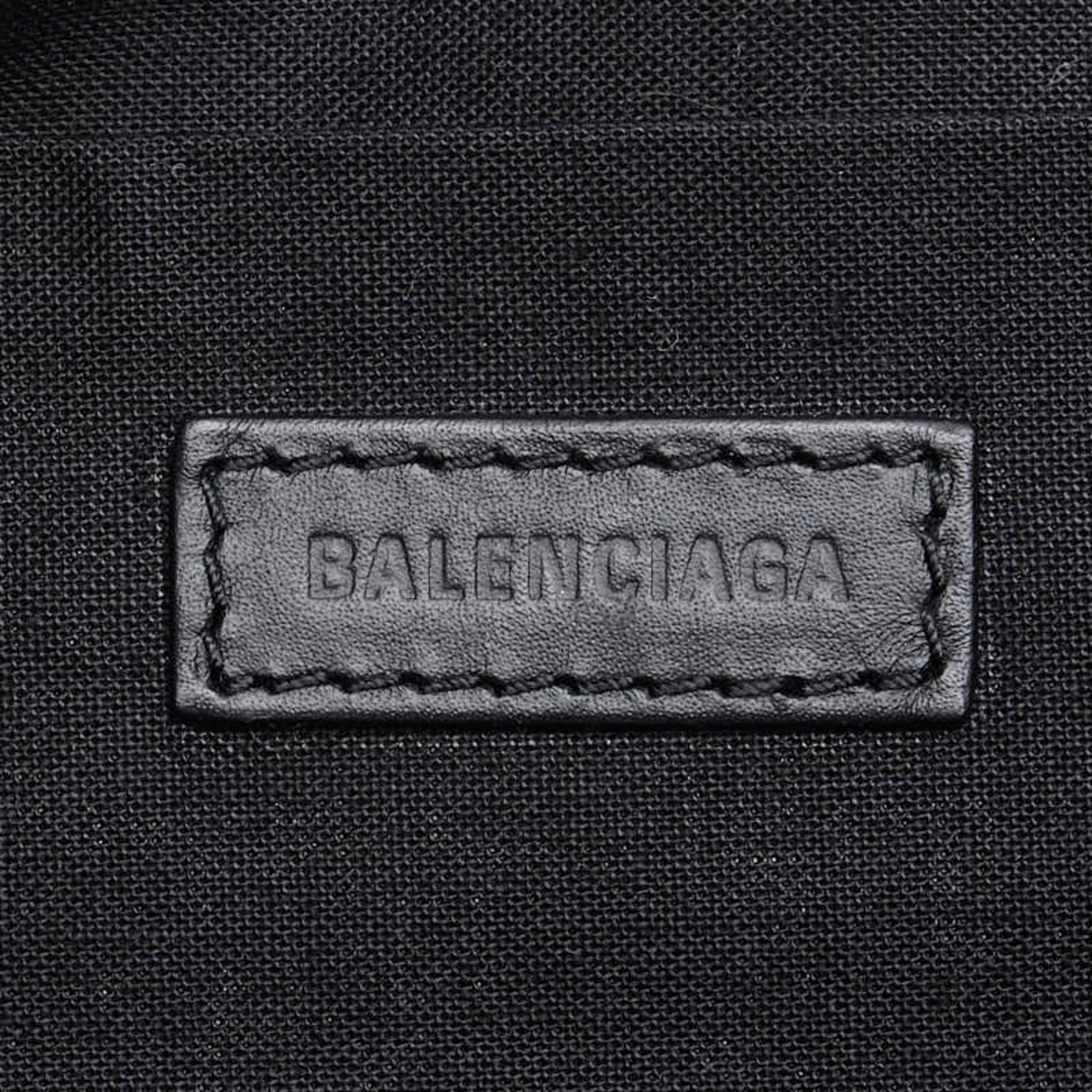 Balenciaga Beige Black Canvas Leather Clutch Bag (Pre-Owned)