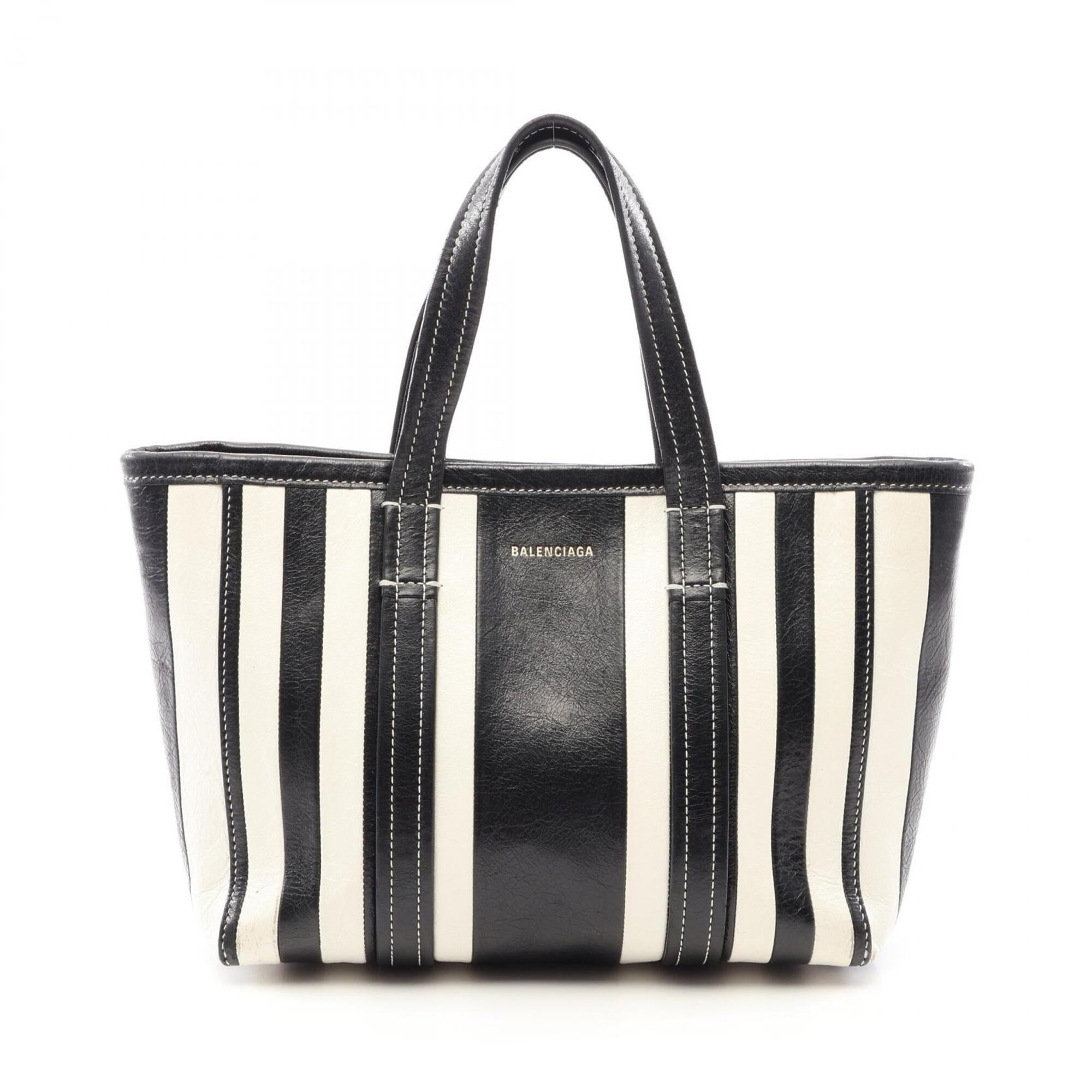 Balenciaga Black White Leather Handbag (Pre-Owned)
