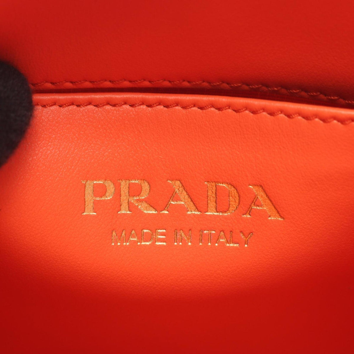 Prada Orange White Canvas Leather Handbag (Pre-Owned)