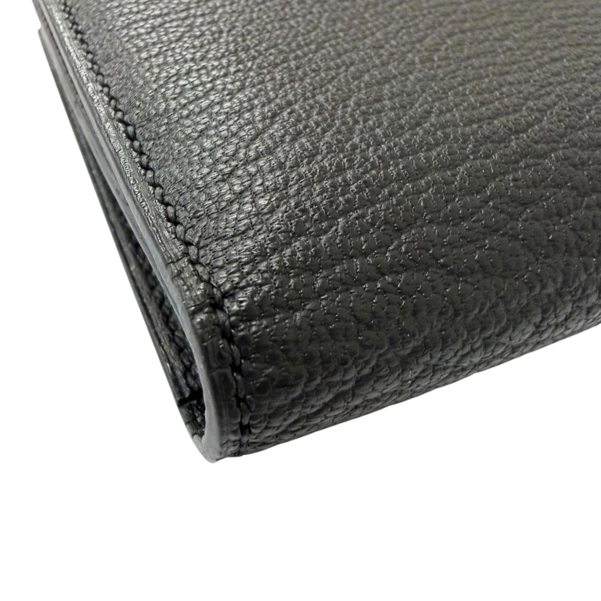 Hermes Black Chevre Leather Long Wallet (Bi-Fold) (Pre-Owned)