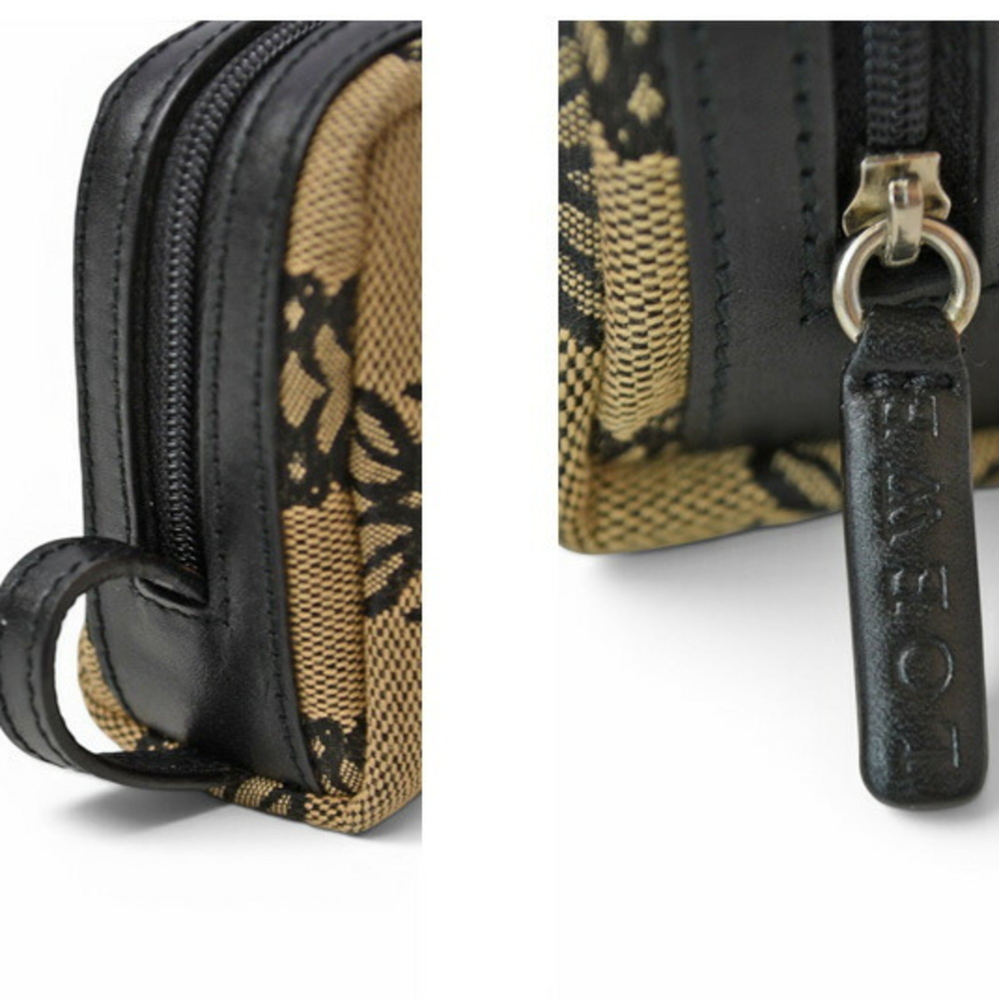 Loewe Beige Black Canvas Pouch (Pre-Owned)