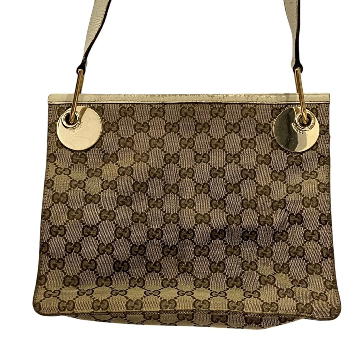 Gucci Gg Canvas Beige Gg Canvas Shoulder Bag (Pre-Owned)