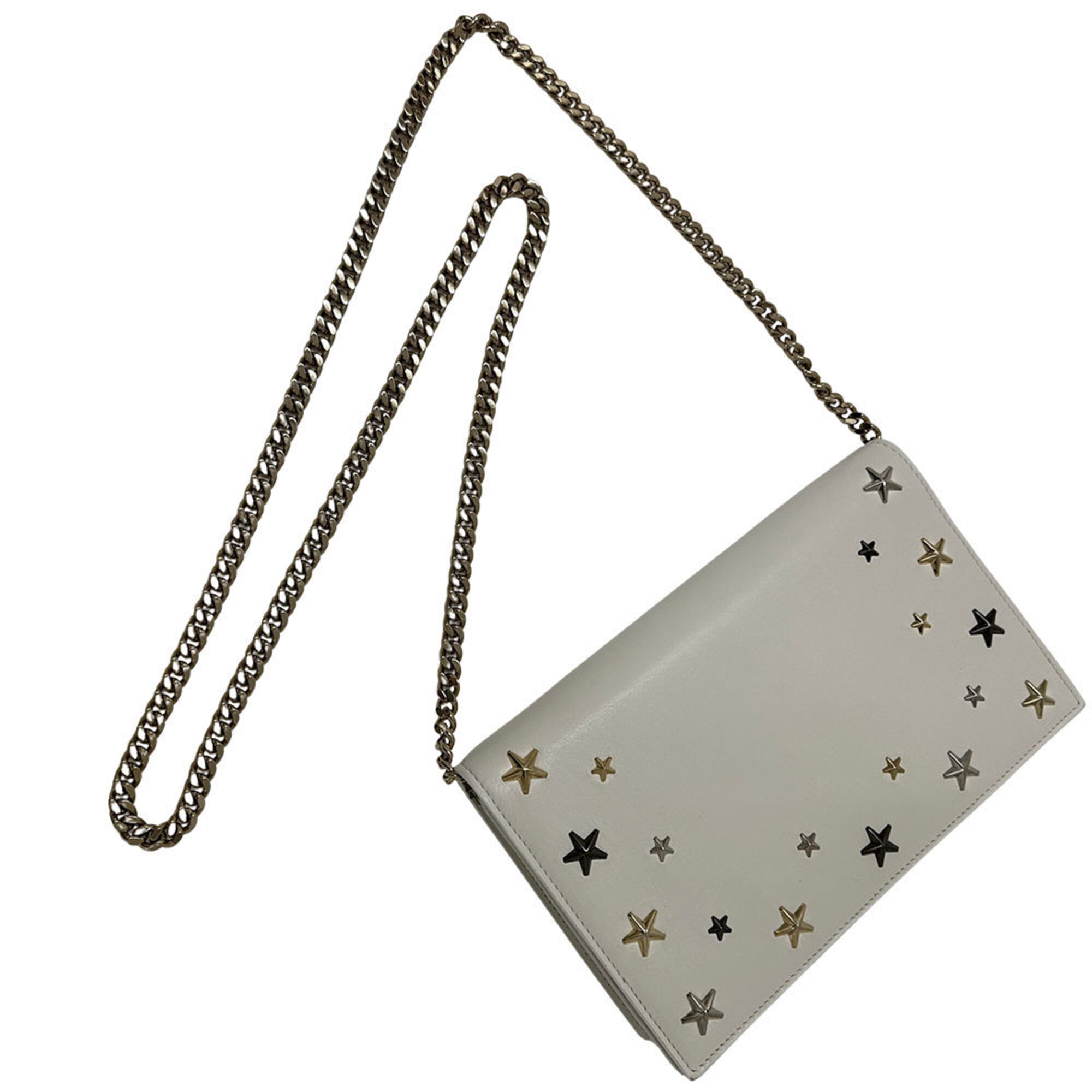 Jimmy Choo White Leather Handbag Shoulder Bag (Pre-Owned)