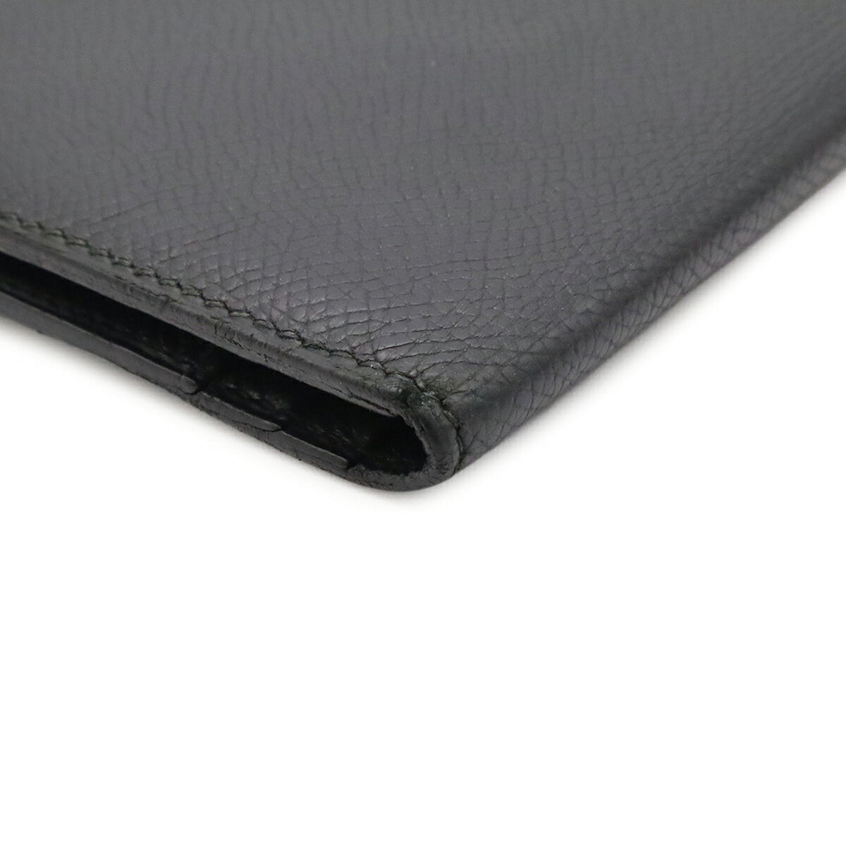 Hermes Black Courchevel Leather Long Wallet (Bi-Fold) (Pre-Owned)