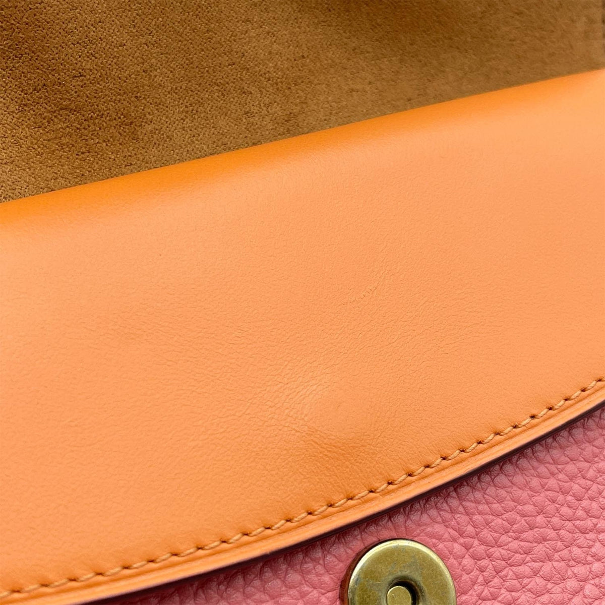 Coach Orange Pink Leather Shoulder Bag (Pre-Owned)