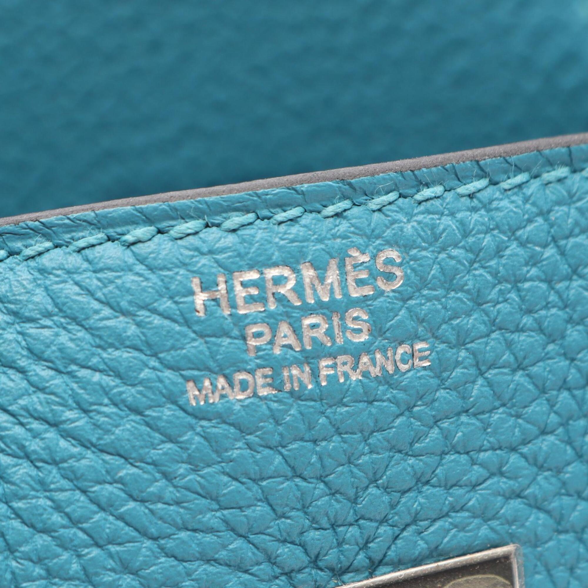 Hermes Turquoise Blue Togo Leather Handbag (Pre-Owned)