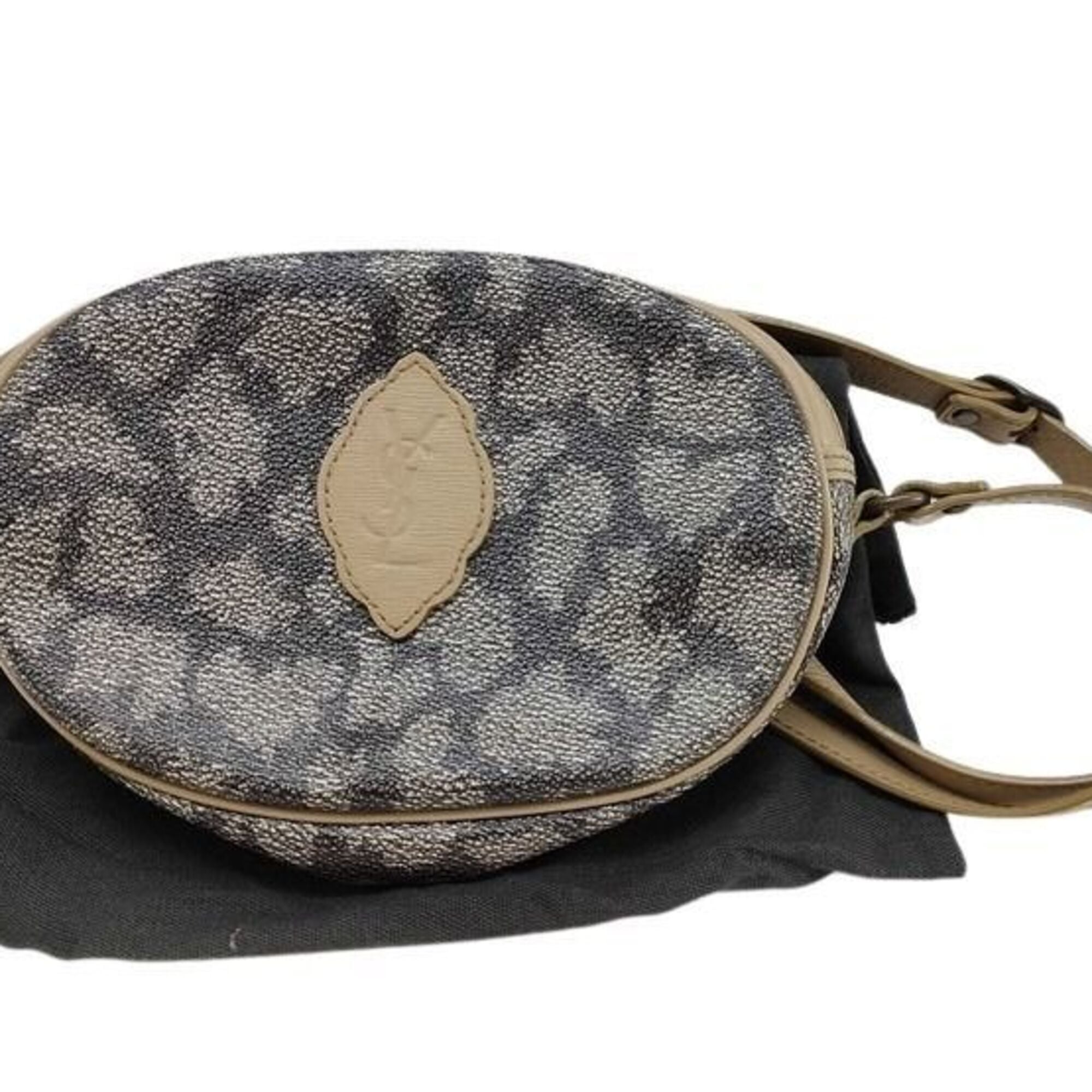 Yves Saint Laurent Beige Gray Gray Beige Pvc Leather Handbag Shoulder Bag Tote Bag (Pre-Owned)