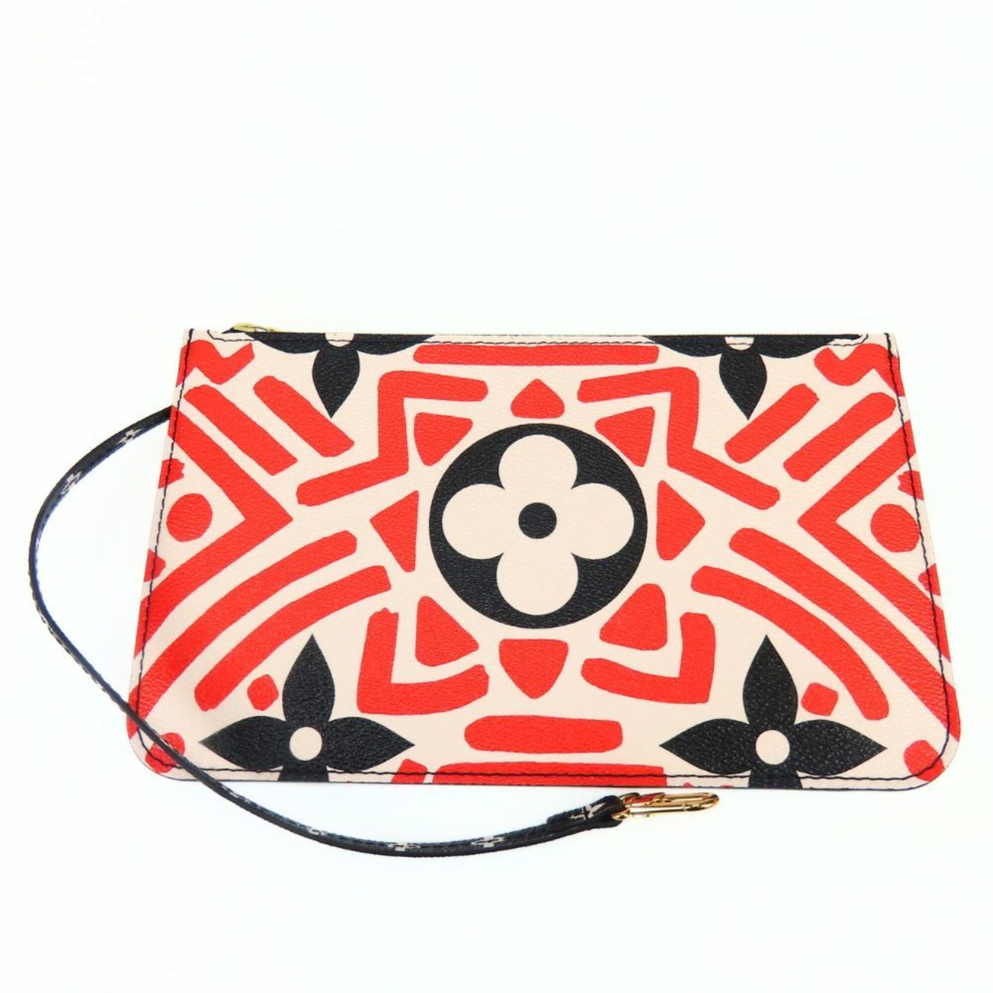 Louis Vuitton Black Red Color White Monogram Tote Bag (Pre-Owned)